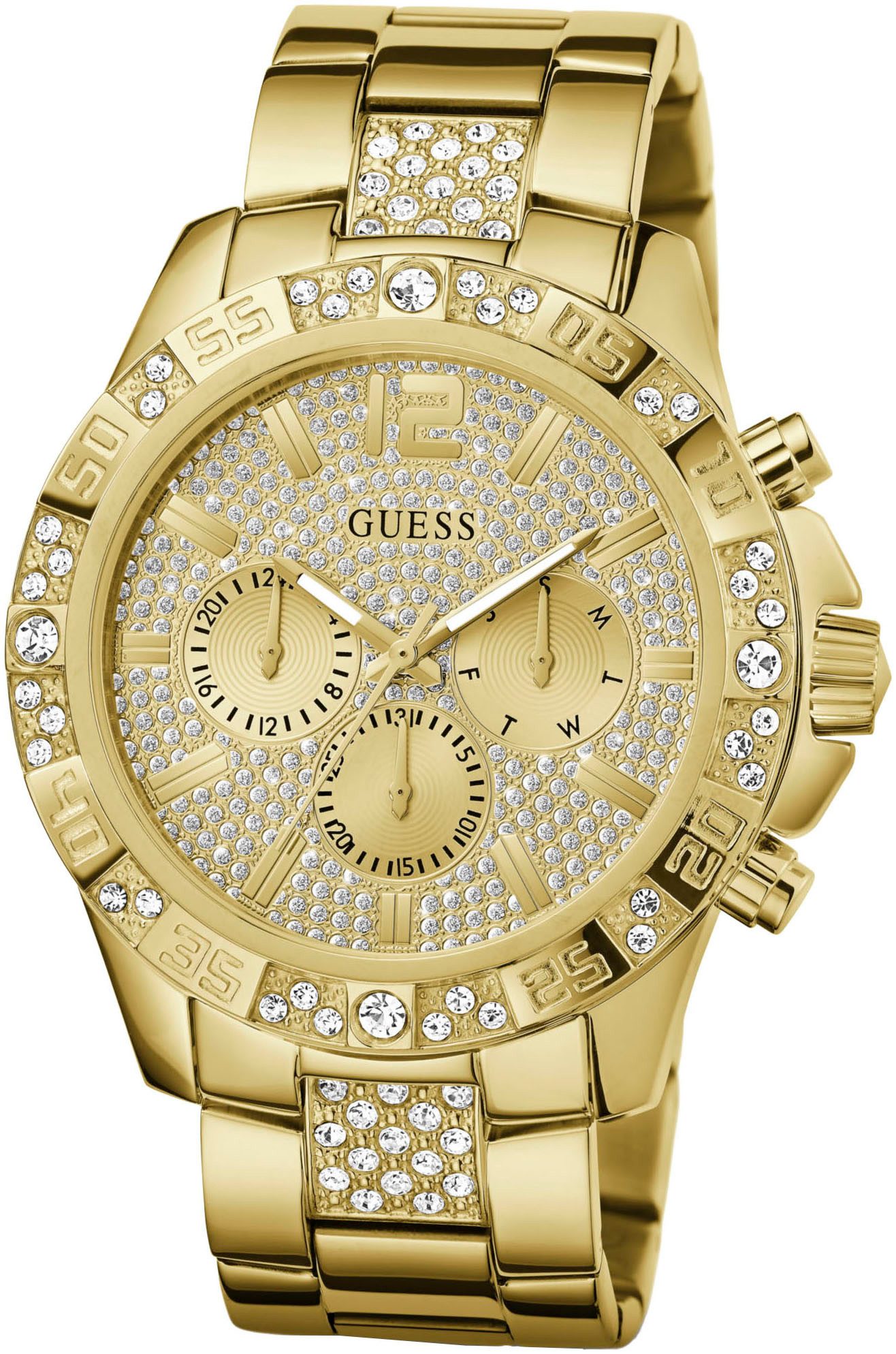 Guess Multifunctioneel horloge Majestic Quartzhorloge, horloge, heren, datum, 12/24-uurs weergave, kristalstenen