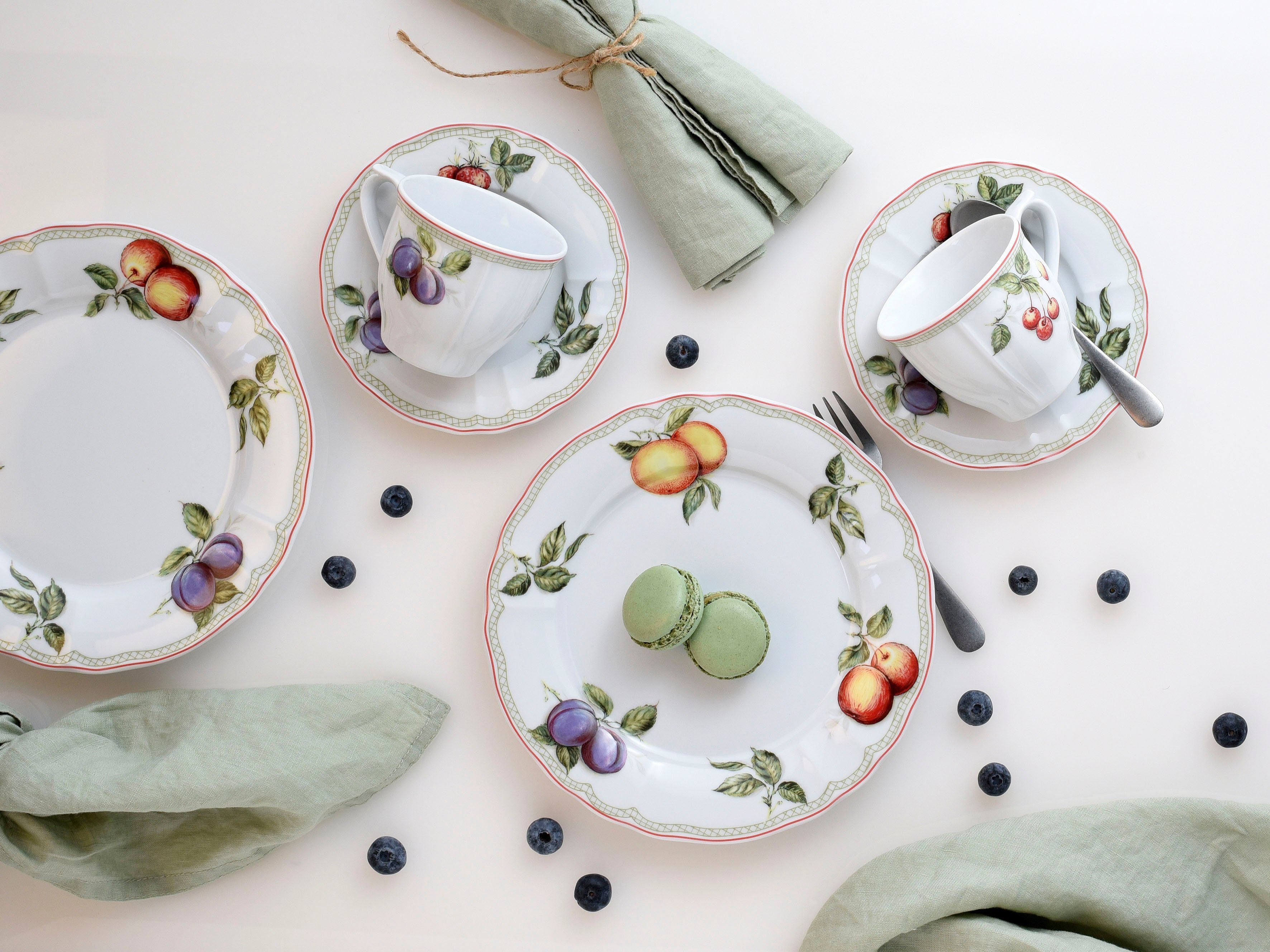 CreaTable Koffieservies Servies-set Flora Orchard Servies, 18 delen, voor 6 personen (set, 18-delig)
