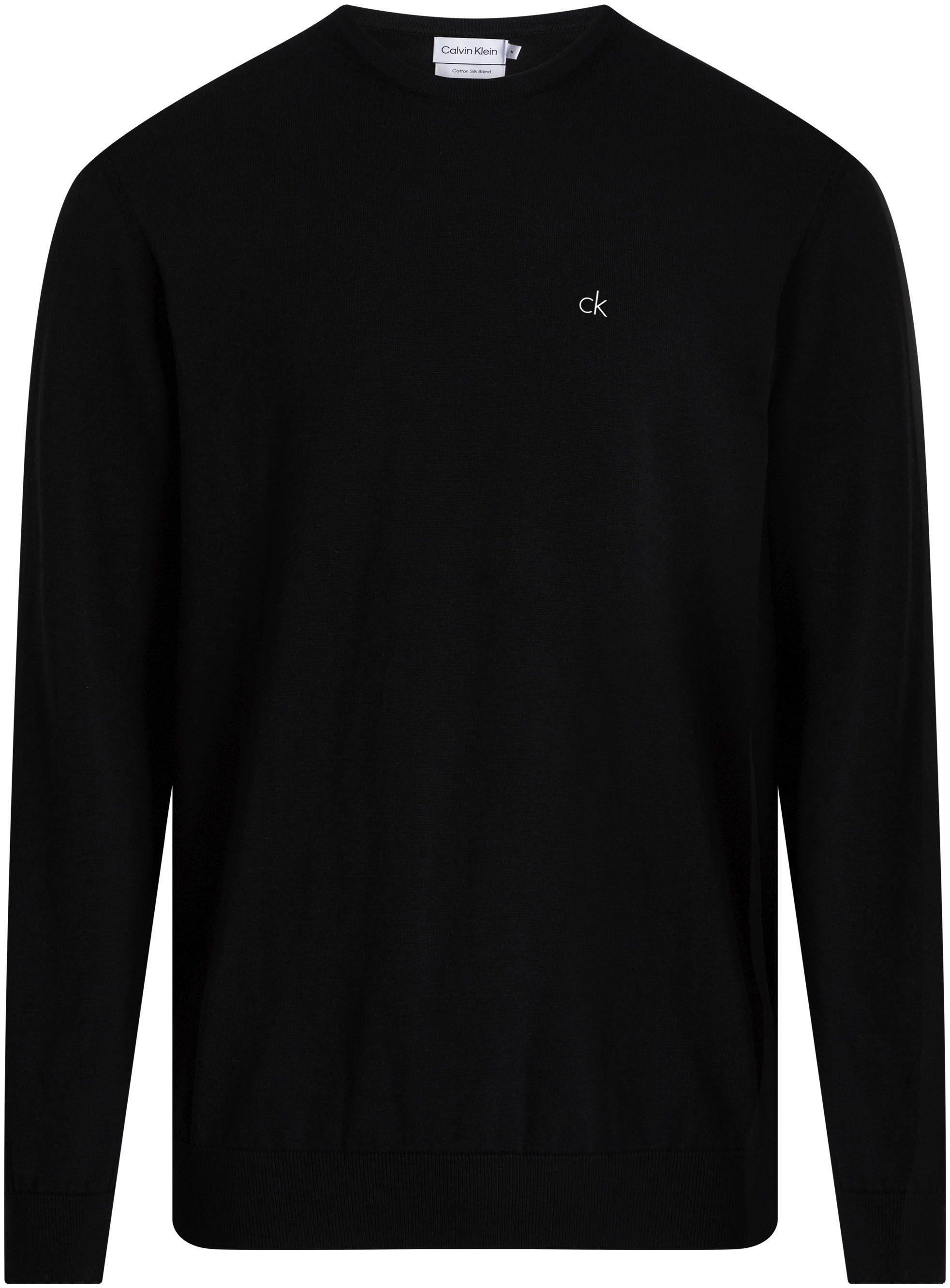 Calvin Klein Trui met ronde hals BT_COTTON SILK BLEND CN SWEATER in grote maten met logo-embossing