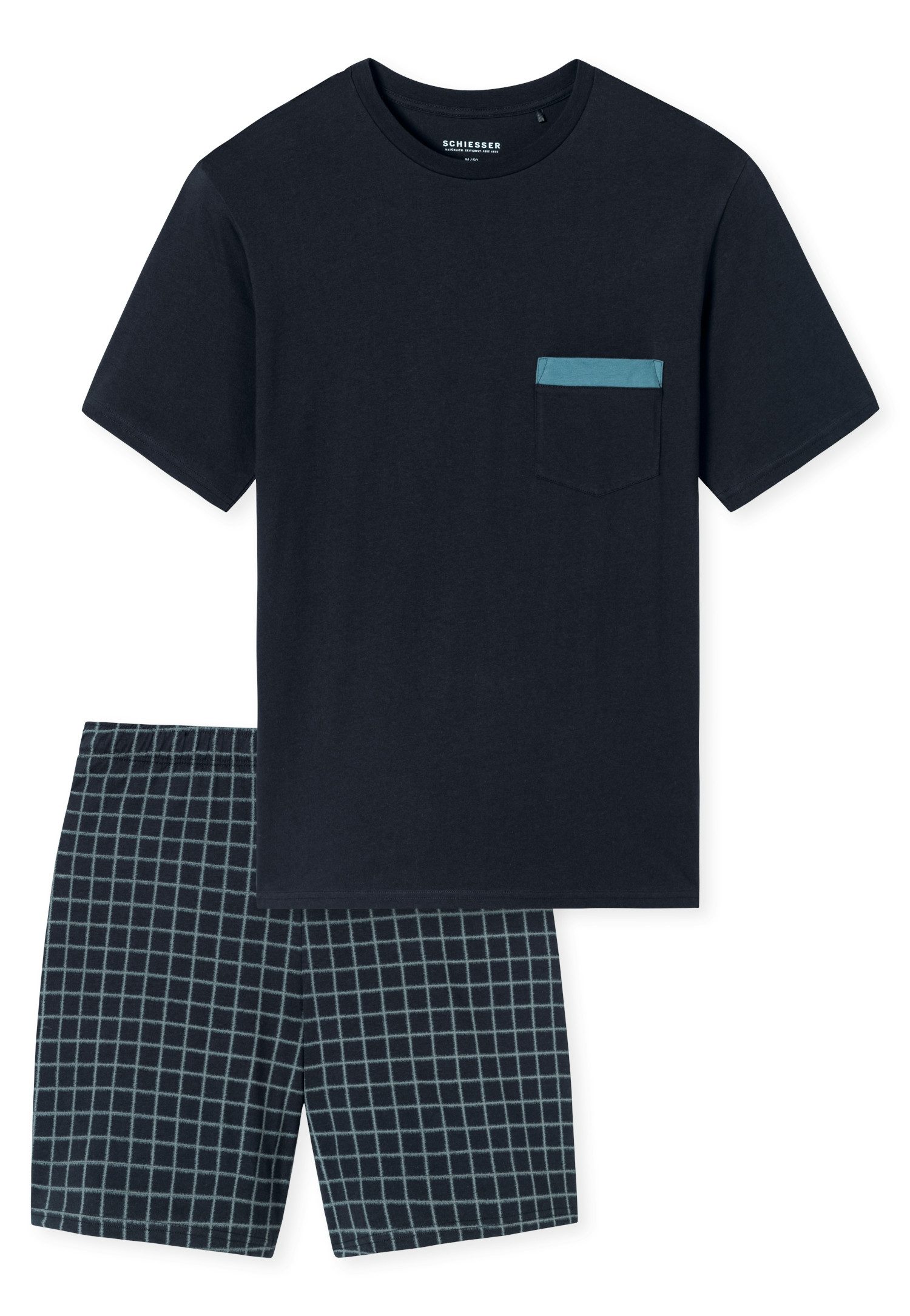 Schiesser Shortama Comfort Nightwear met opgestikte borstzak met sierstreep (2-delig)