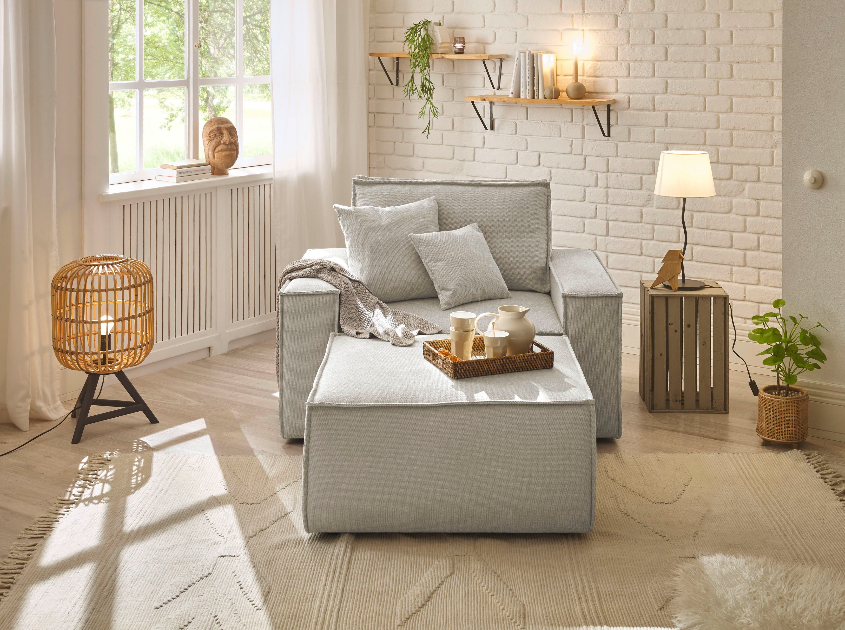 andas Loveseat Finnley Loveseat en hocker als set, passend bij de bekleding-serie Finnley (2-delig)