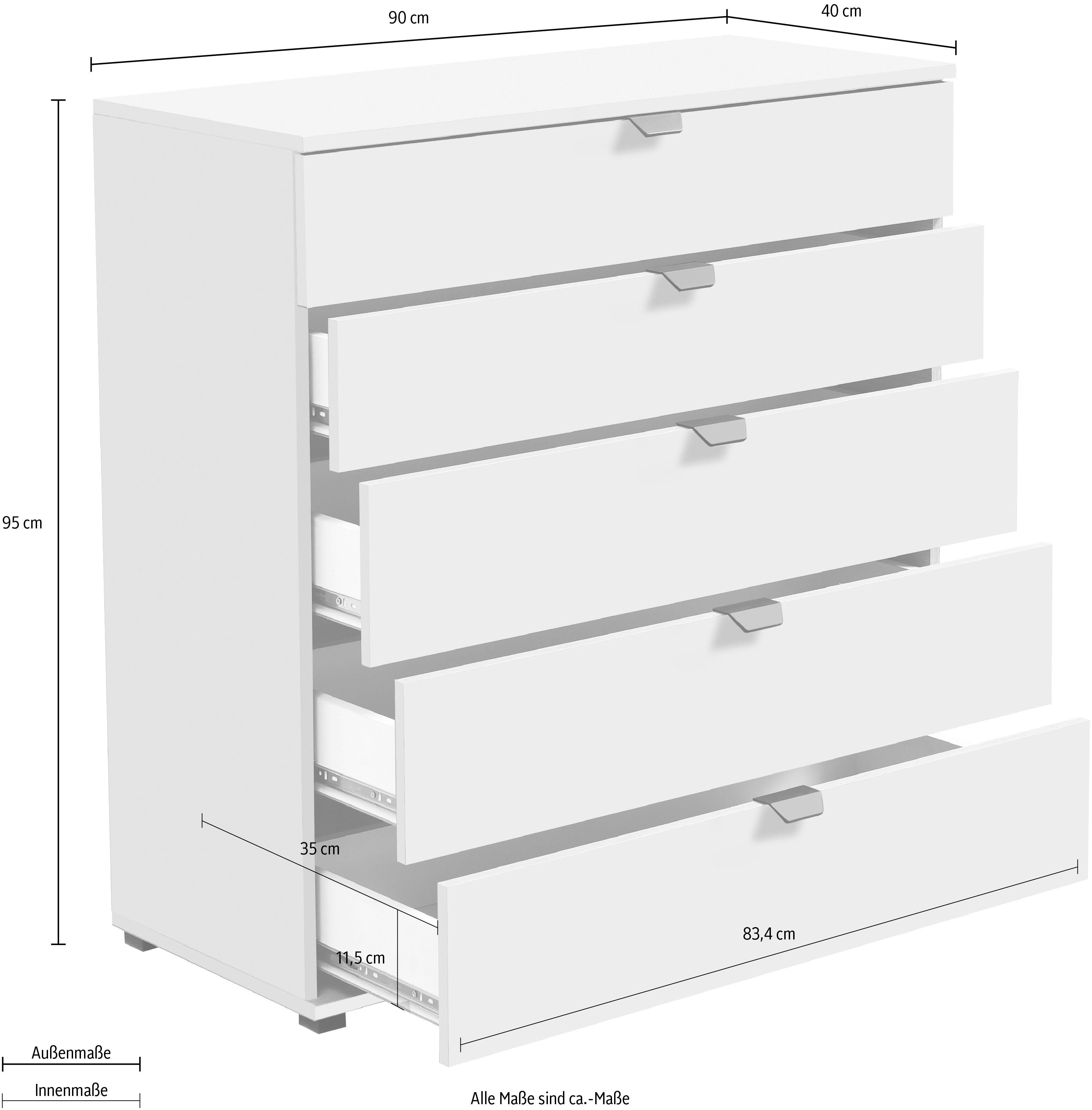 INOSIGN Dressoir Duero Commode met 5 lades, Breedte 90 cm