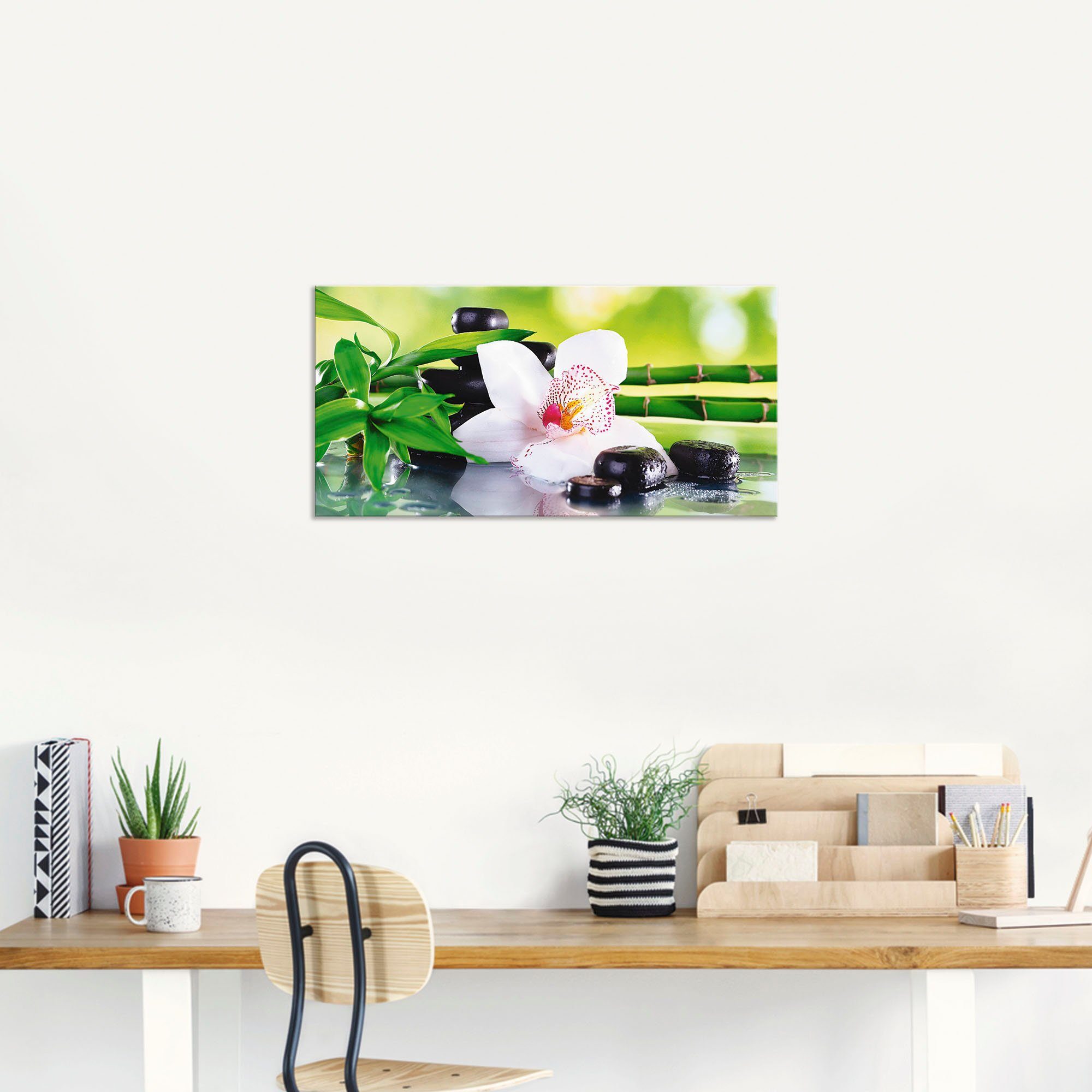 Artland Artprint Spa stenen bamboe takjes orchidee als artprint van aluminium, artprint voor buiten, artprint op linnen, poster, muursticker