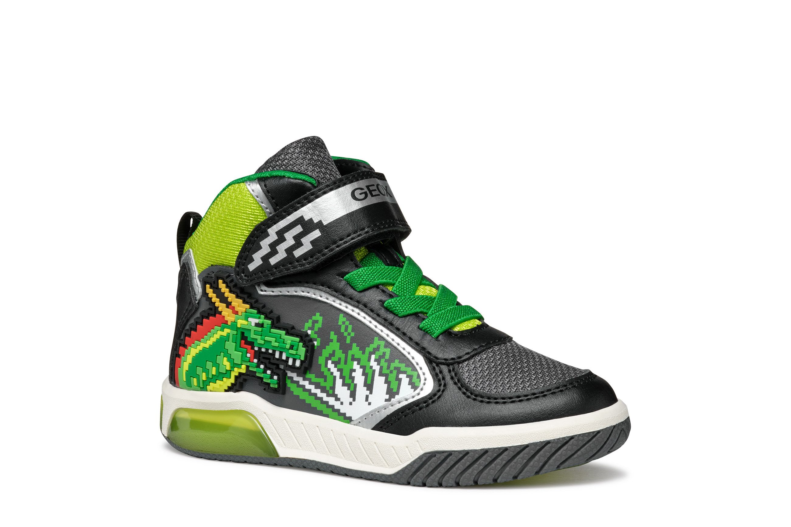 Geox Sneakers J INEK BOY_Knipogschoen Veterboots met coole blinkfunctie, maatsjabloon om te downloaden