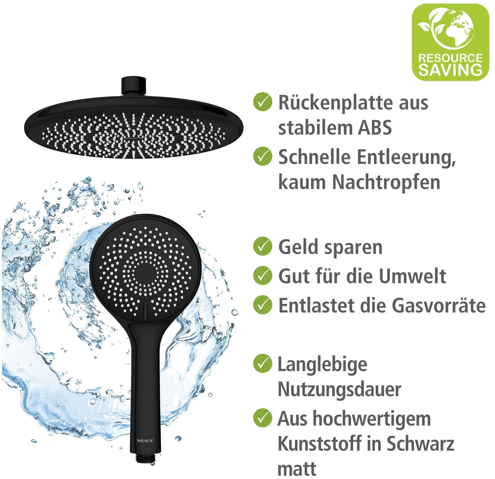 WENKO Douchesysteem Watersaving eenvoudige aansluiting op bestaande kraan of wandbocht