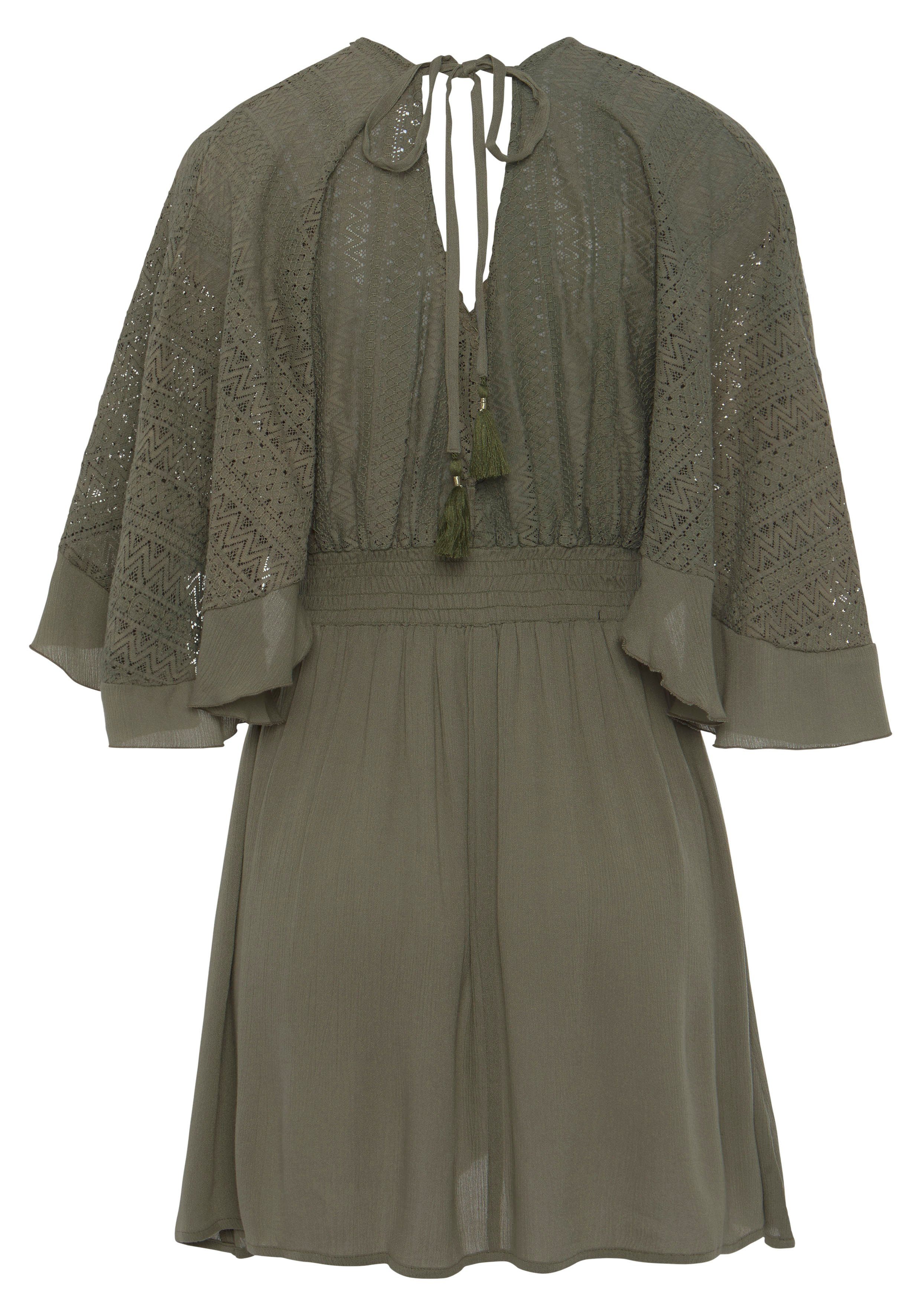 Lascana Tuniekjurk met wijde mouwen, van kant, blousejurk, strandkleding