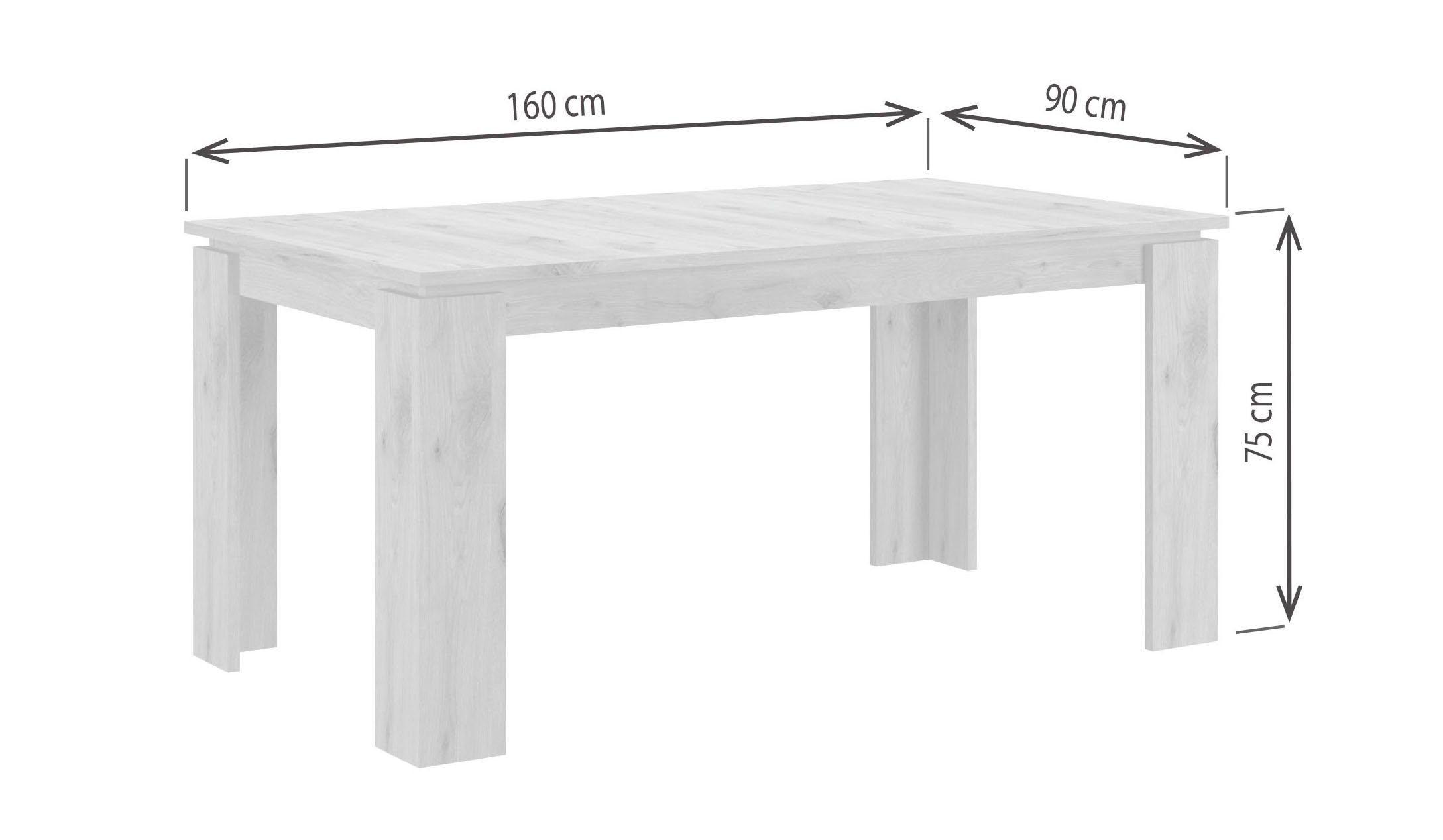 INOSIGN Eettafel Kalmar, rechthoekig, 160 cm uitschuifbaar naar 200 cm, inclusief Inlegplaat