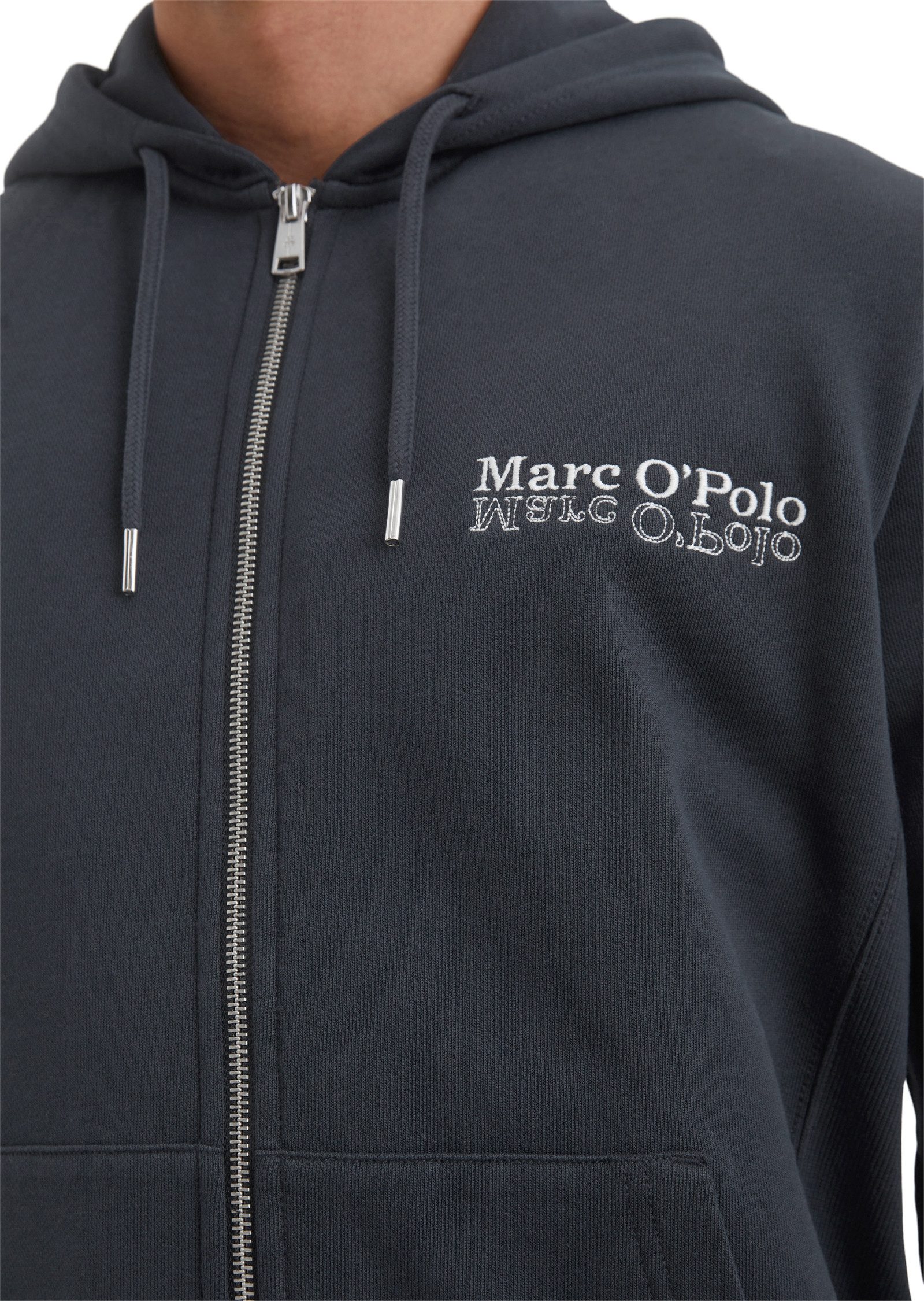 Marc O'Polo Capuchonsweatvest met elastische rib-inzetten aan de zijkanten