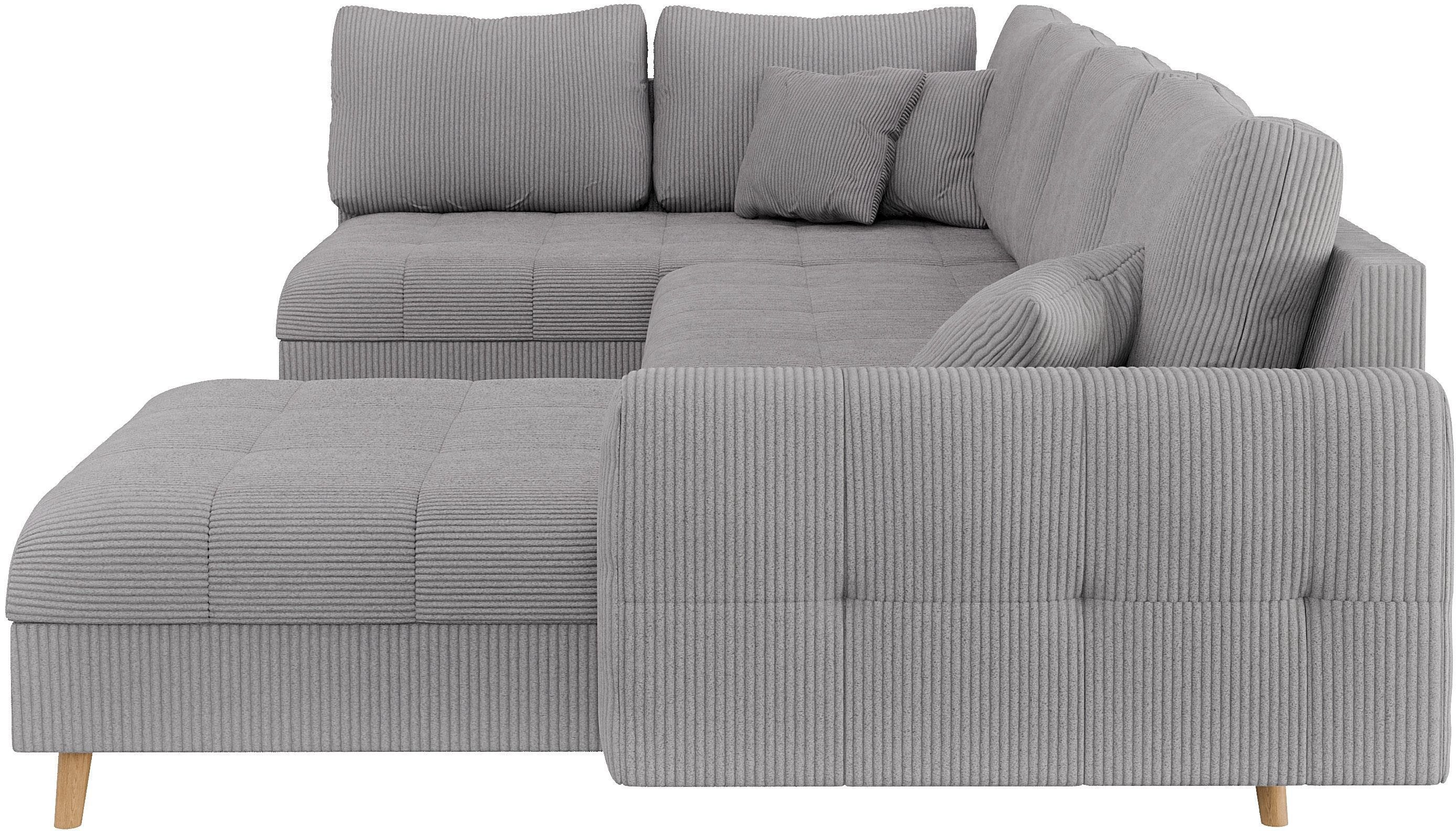 Home affaire Zithoek CHARRE U-vorm met ottomane, afmetingen B/D/H: 310/161/81 cm fijne stiksels, losse rug- en sierkussens, ook in cord en bouclé