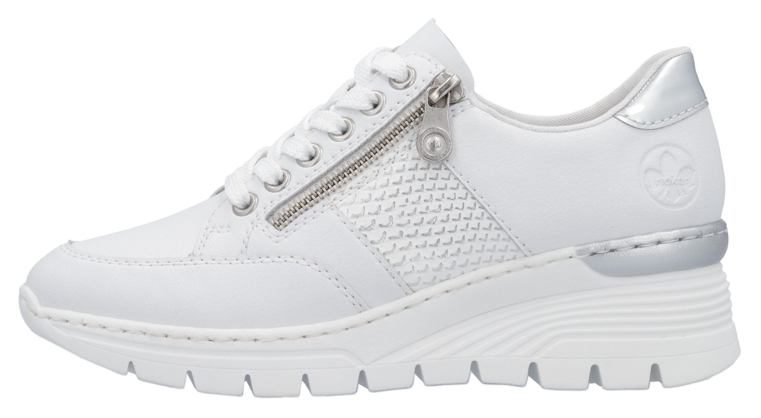 Rieker Sneakers met sleehak , lage schoen, vrijetijdsschoen, veterschoen, sneaker met rits