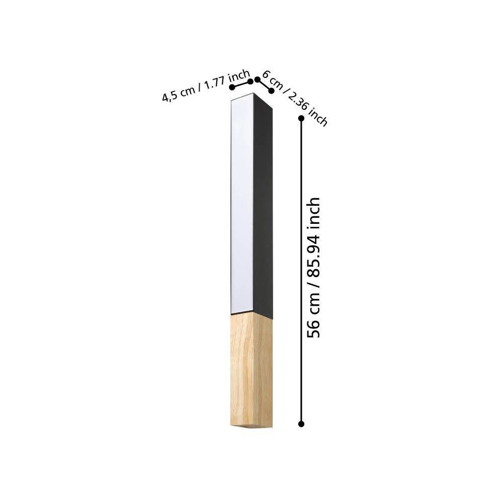 EGLO Wandlamp TUDONS Wandlamp, wand-ganglamp van metaal in zwart en hout in natuurlijk (1 stuk)