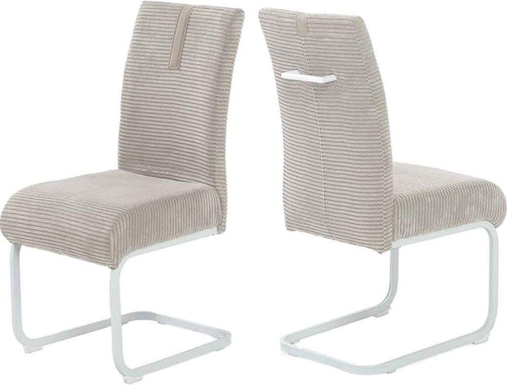 Jockenhöfer Gruppe Vrijdragende stoel Kenny met pocketvering, bekledingsstof cord (set, 2 stuks) zweefstoelen beige