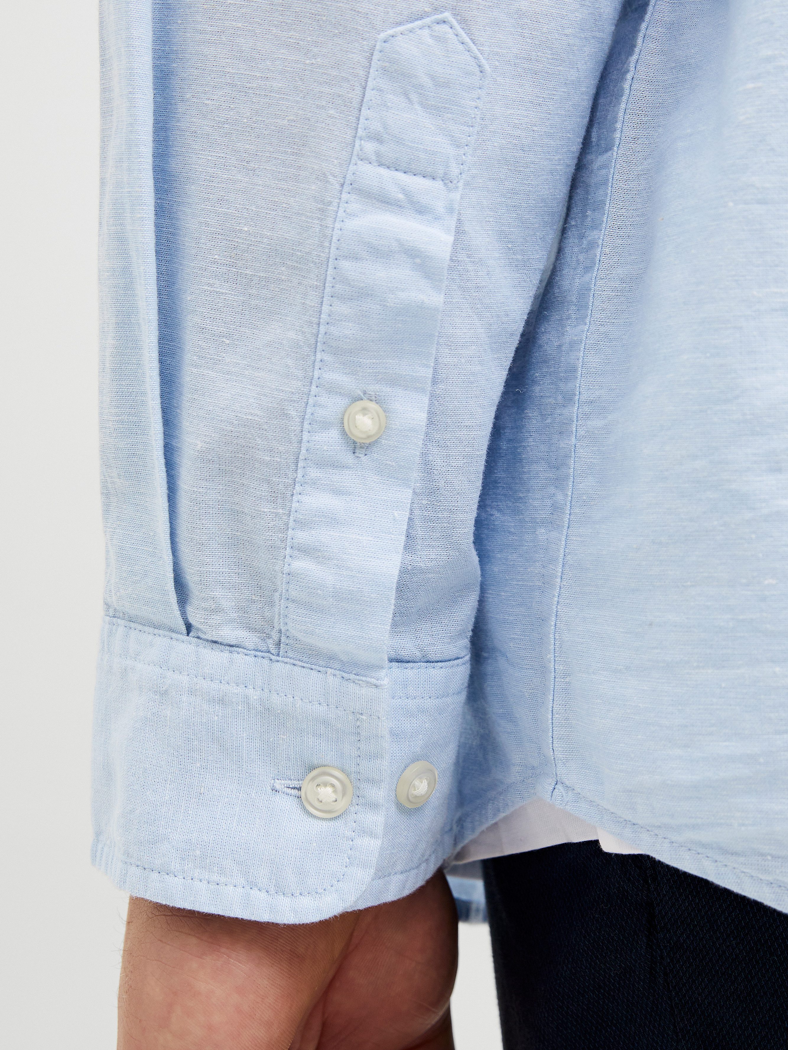 Jack & Jones PlusSize Overhemd met lange mouwen JJEBREEZE LINEN BLE BAND SHIRT LS SN PLS