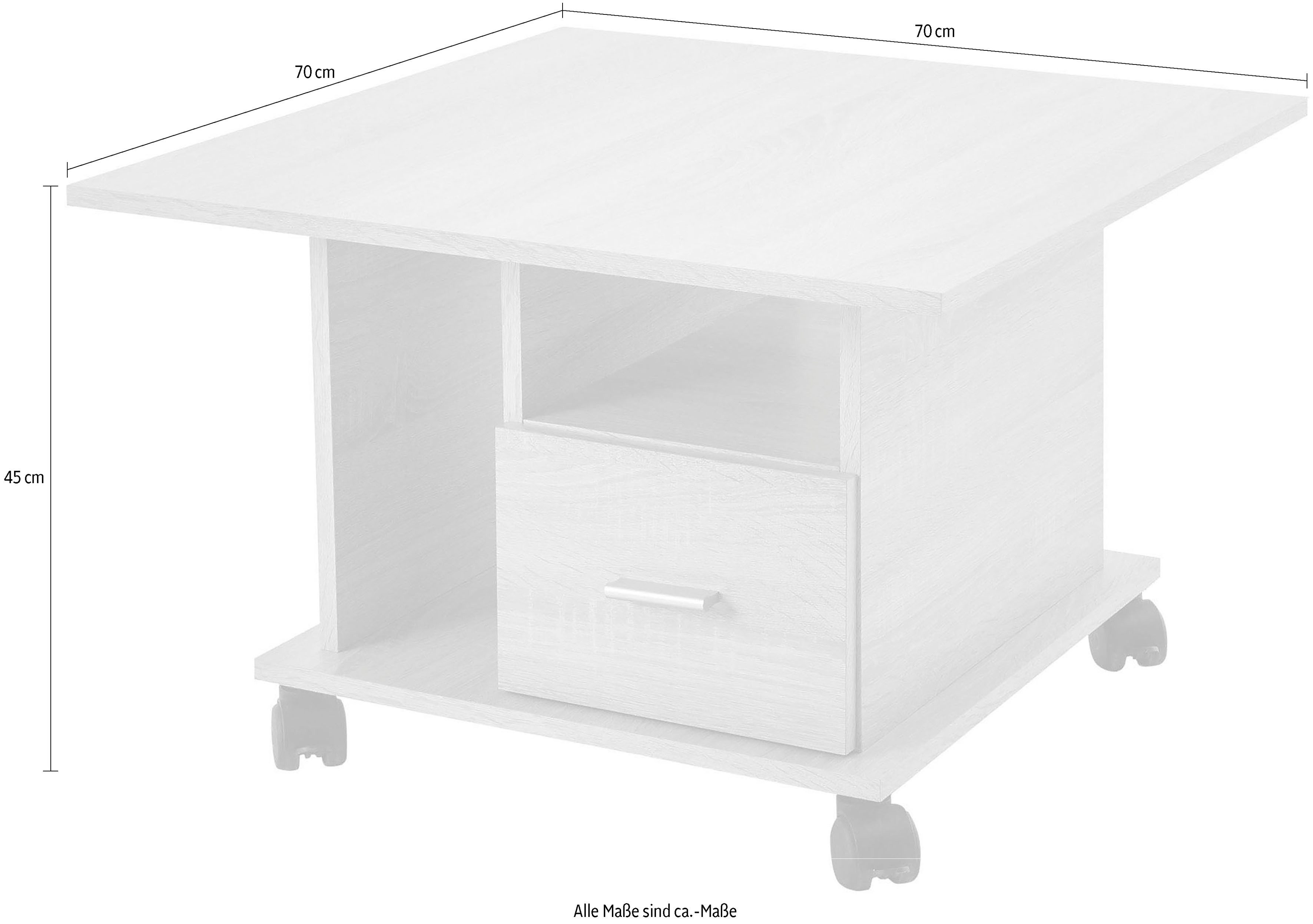 Stolkom Salontafel Activio rollend, tafel met lade
