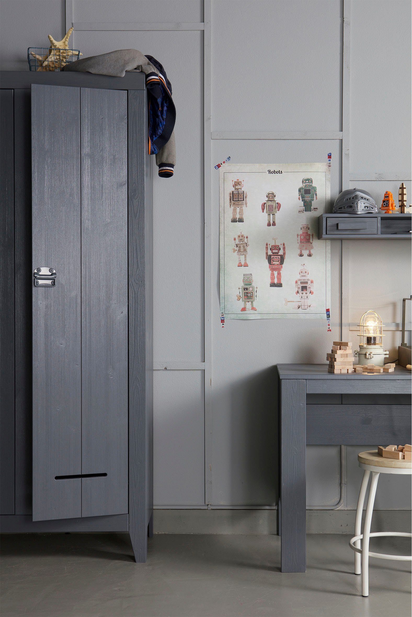 WOOOD Kledingkast Kluis 2-deurs, met metalen handgrepen, h 190 cm x b 95 cm