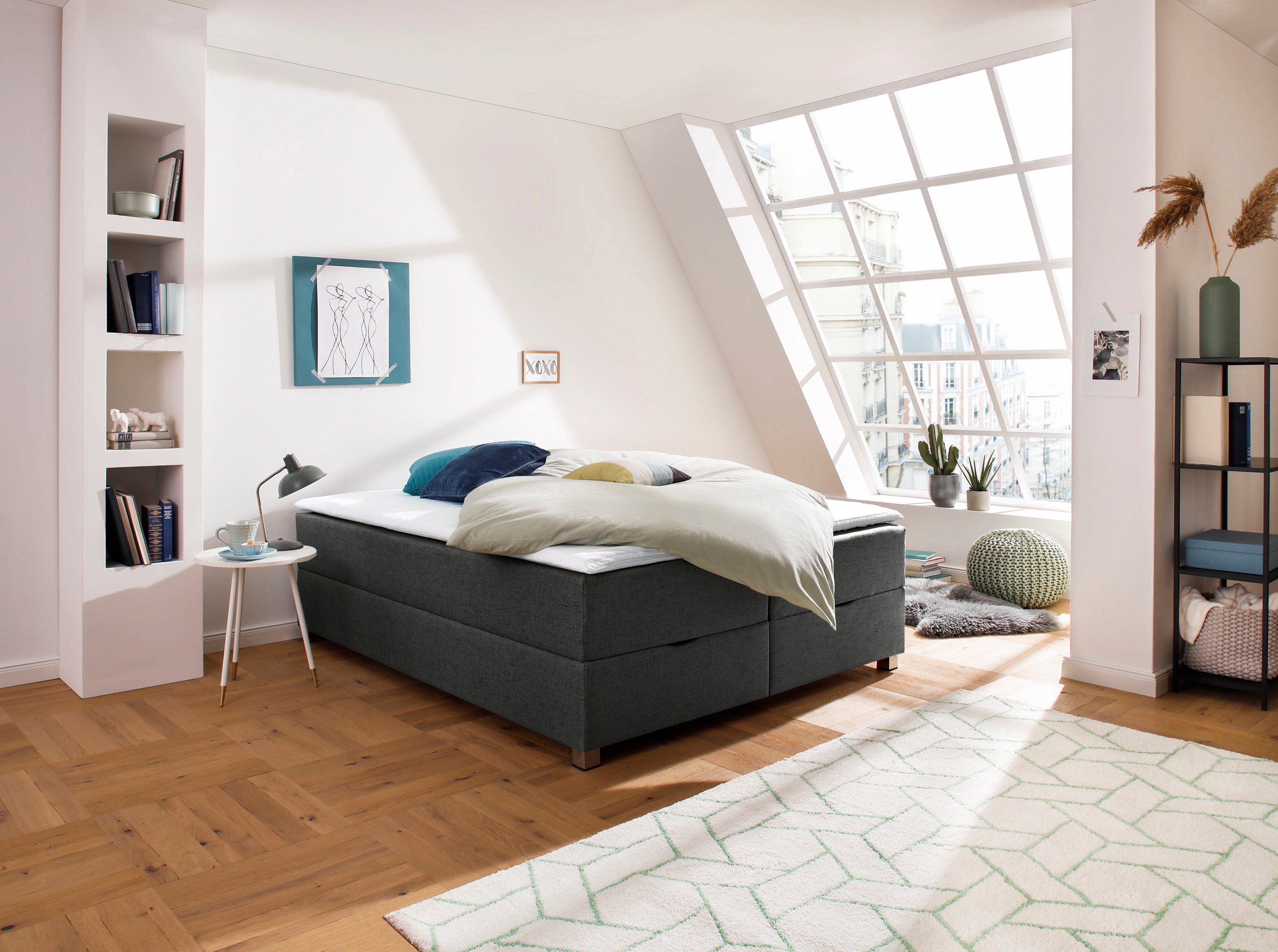 INOSIGN Boxspring Alexis zonder hoofdbord - ideaal voor ruimtes met schuine plafonds, in 4 breedten