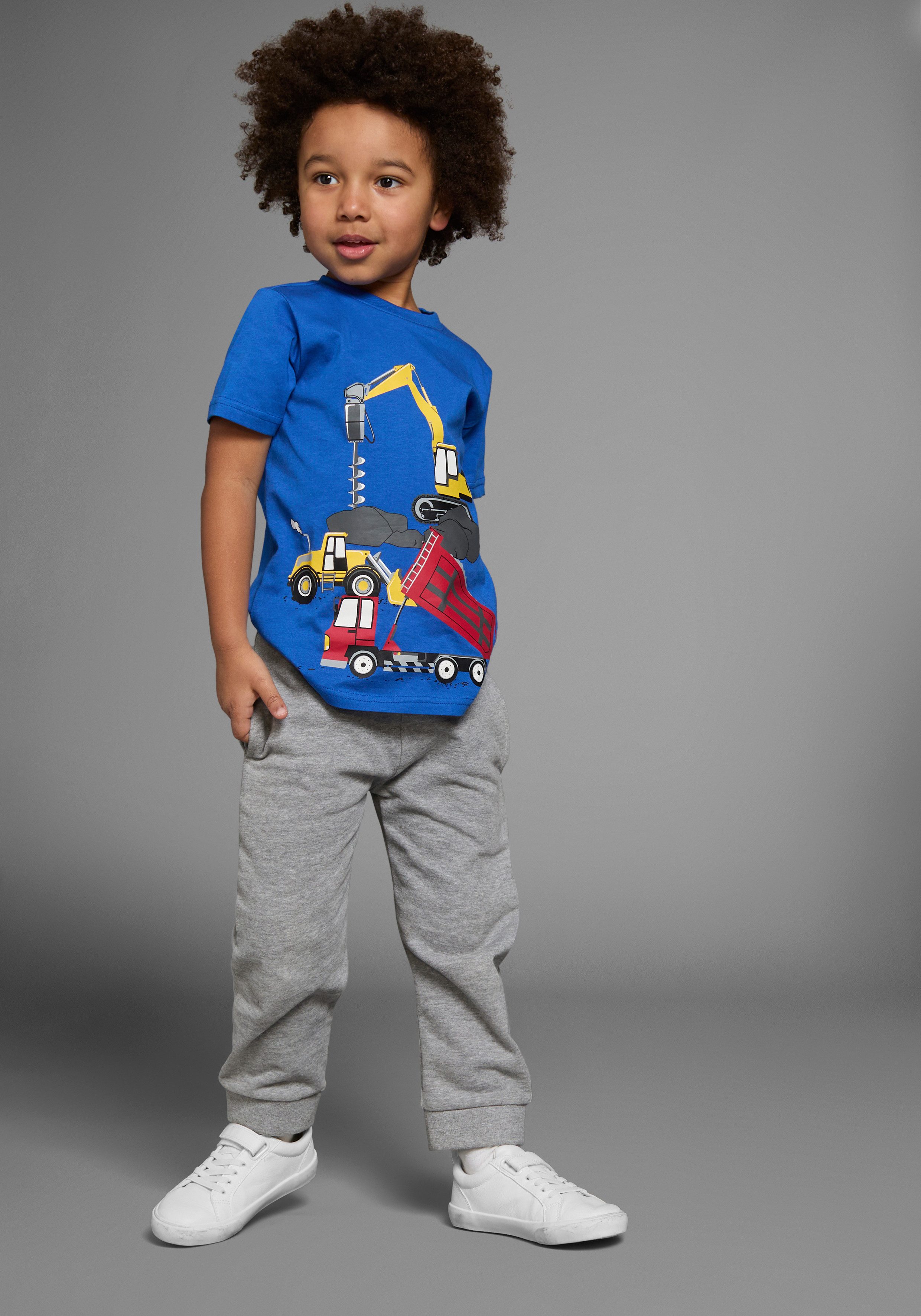 KIDSWORLD T-shirt Met coole BOUWMACHINE-print Korte mouwen, basic pasvorm, bedrukt, ronde hals