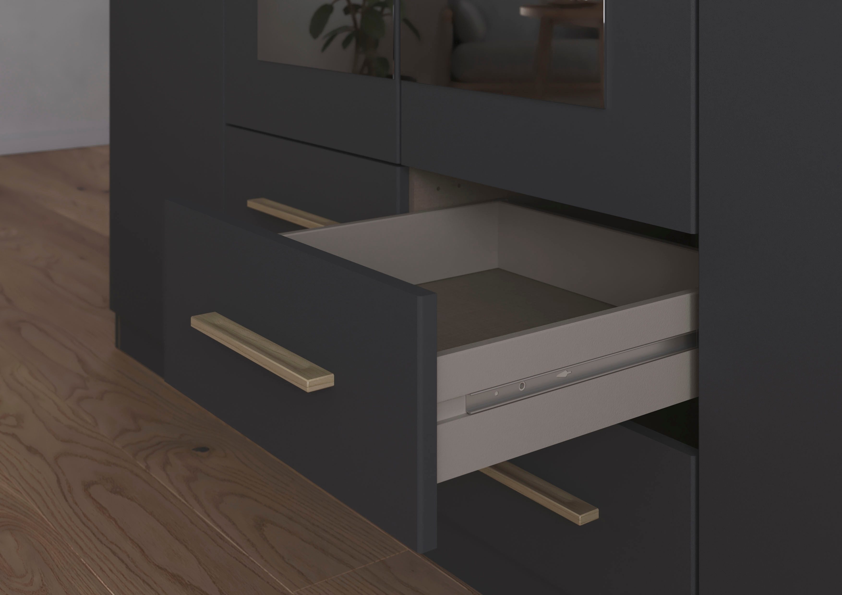 rauch Draaideurkast Kledingkast garderobe KREFELD optioneel met spiegel met 3 greepvarianten, incl. praktische lades made in germany