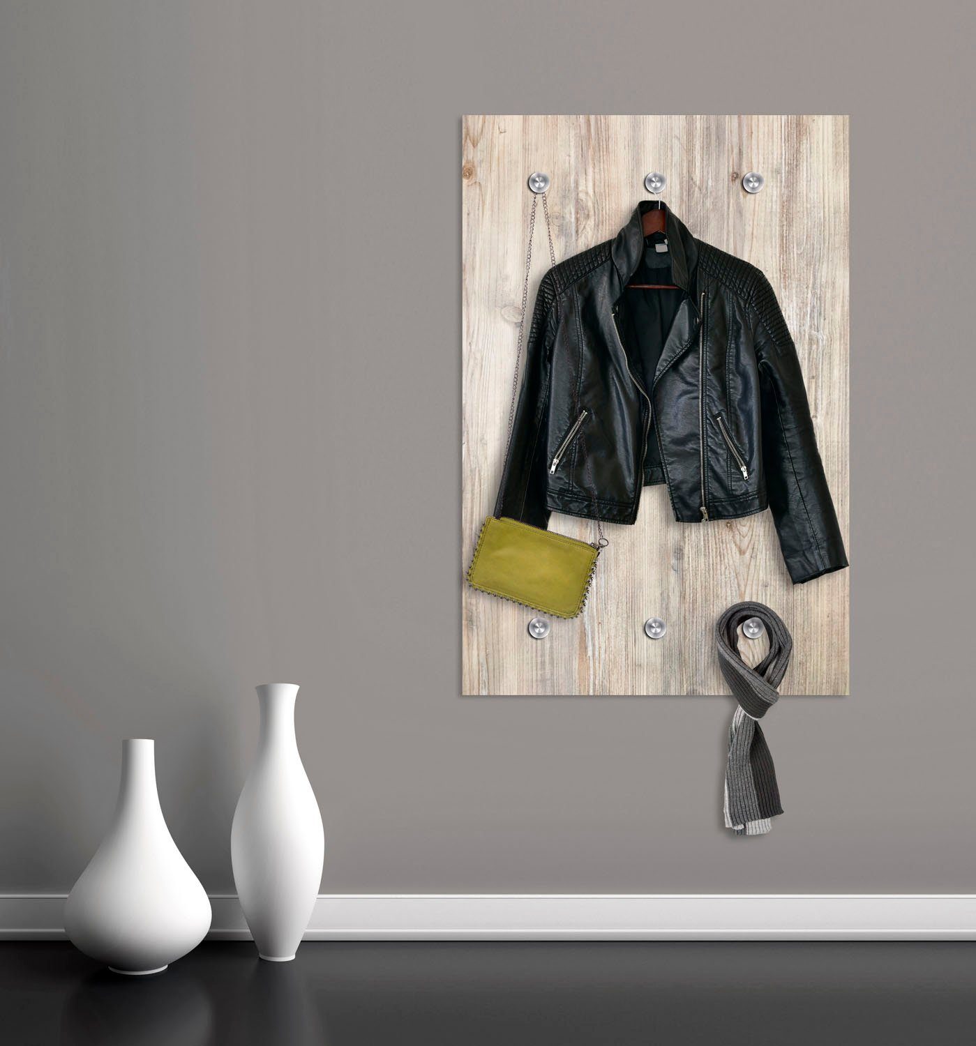 queence Kapstok Hout-look Wandgarderobe, garderobe, ruimtebesparend, modern