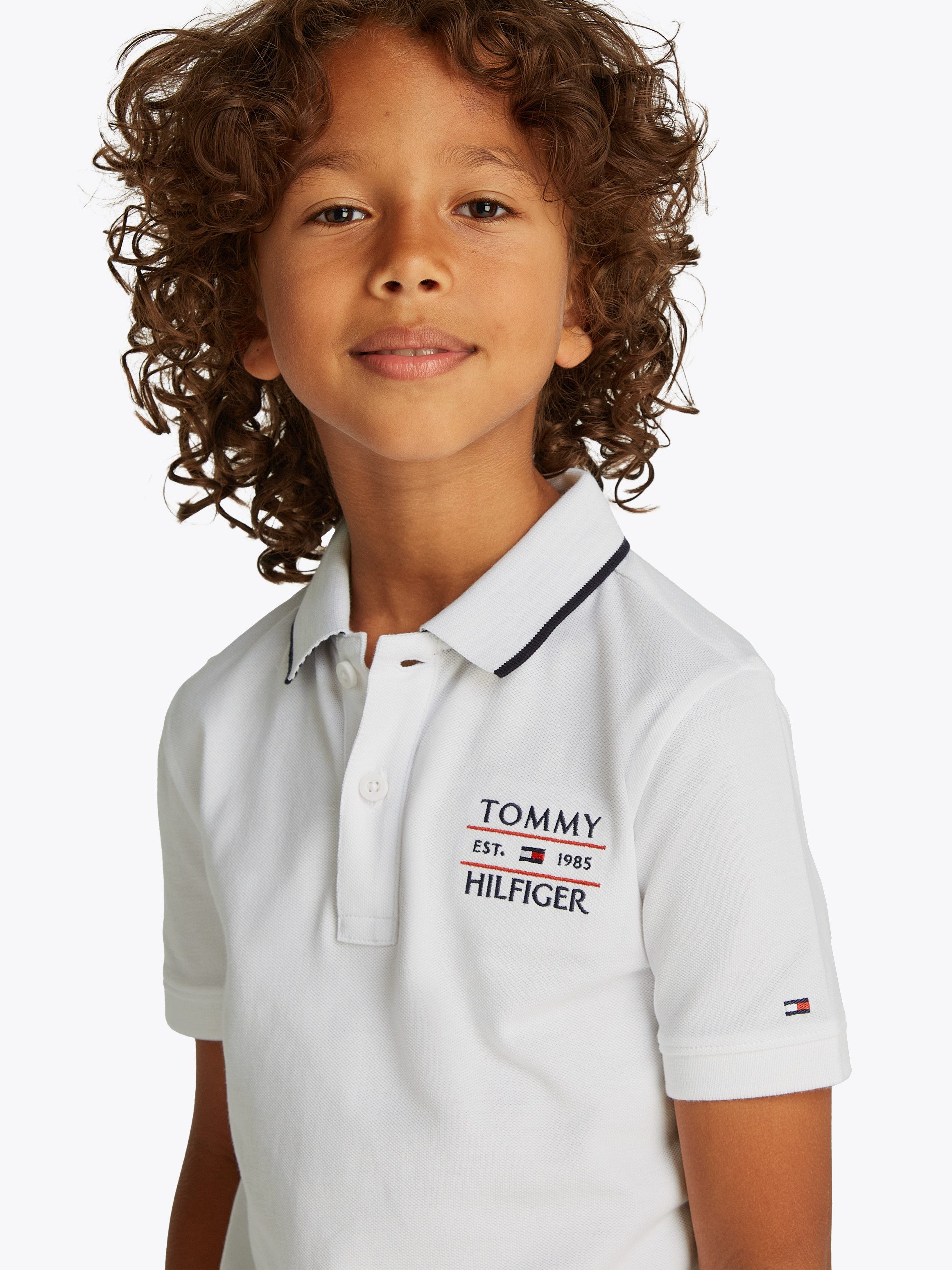 Tommy Hilfiger Poloshirt TOMMY FLAG HILFIGER POLO REG SS jongens poloshirts maat 14 (164) wit