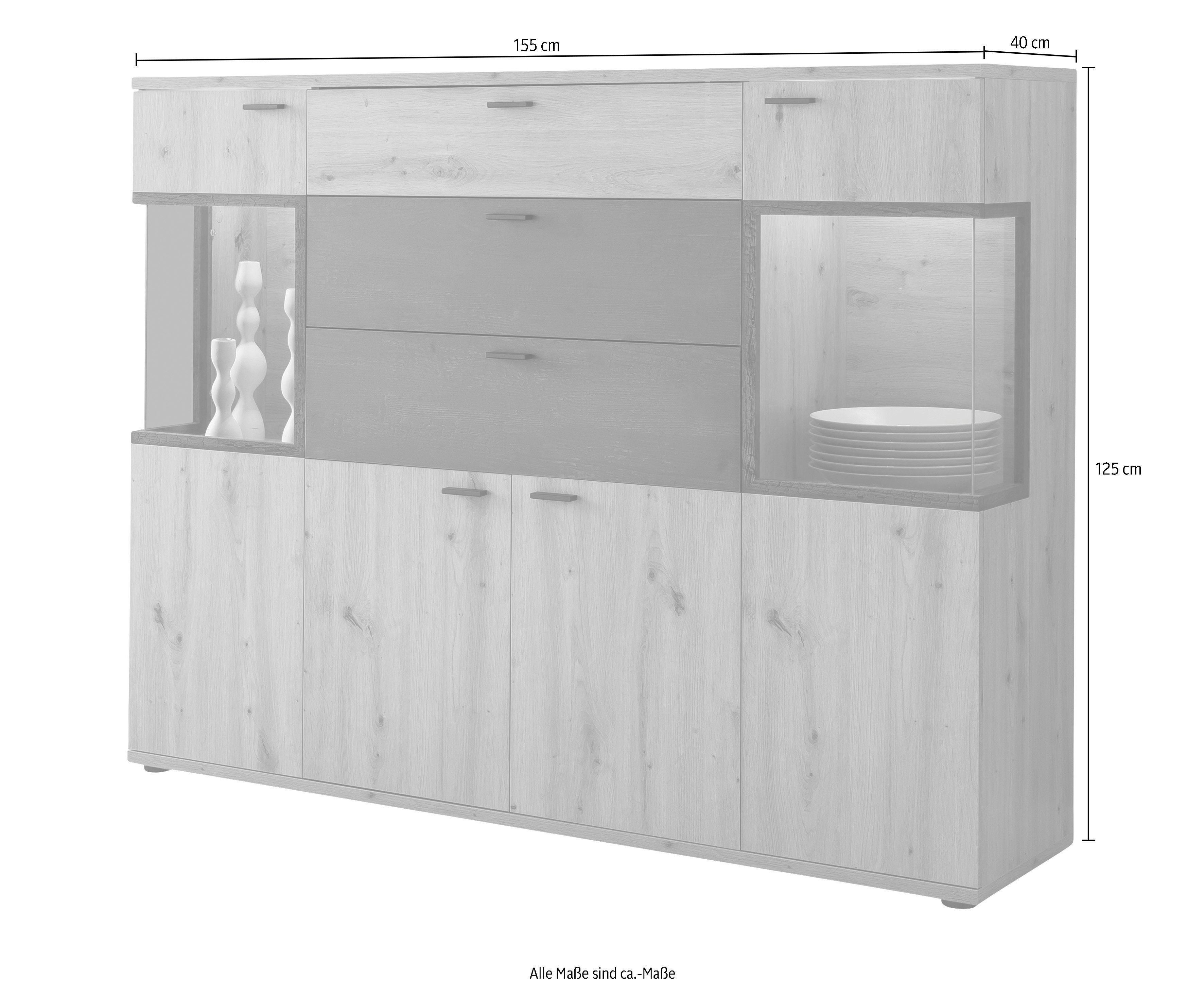 HELA Highboard Atlanta Hoogte 125 cm