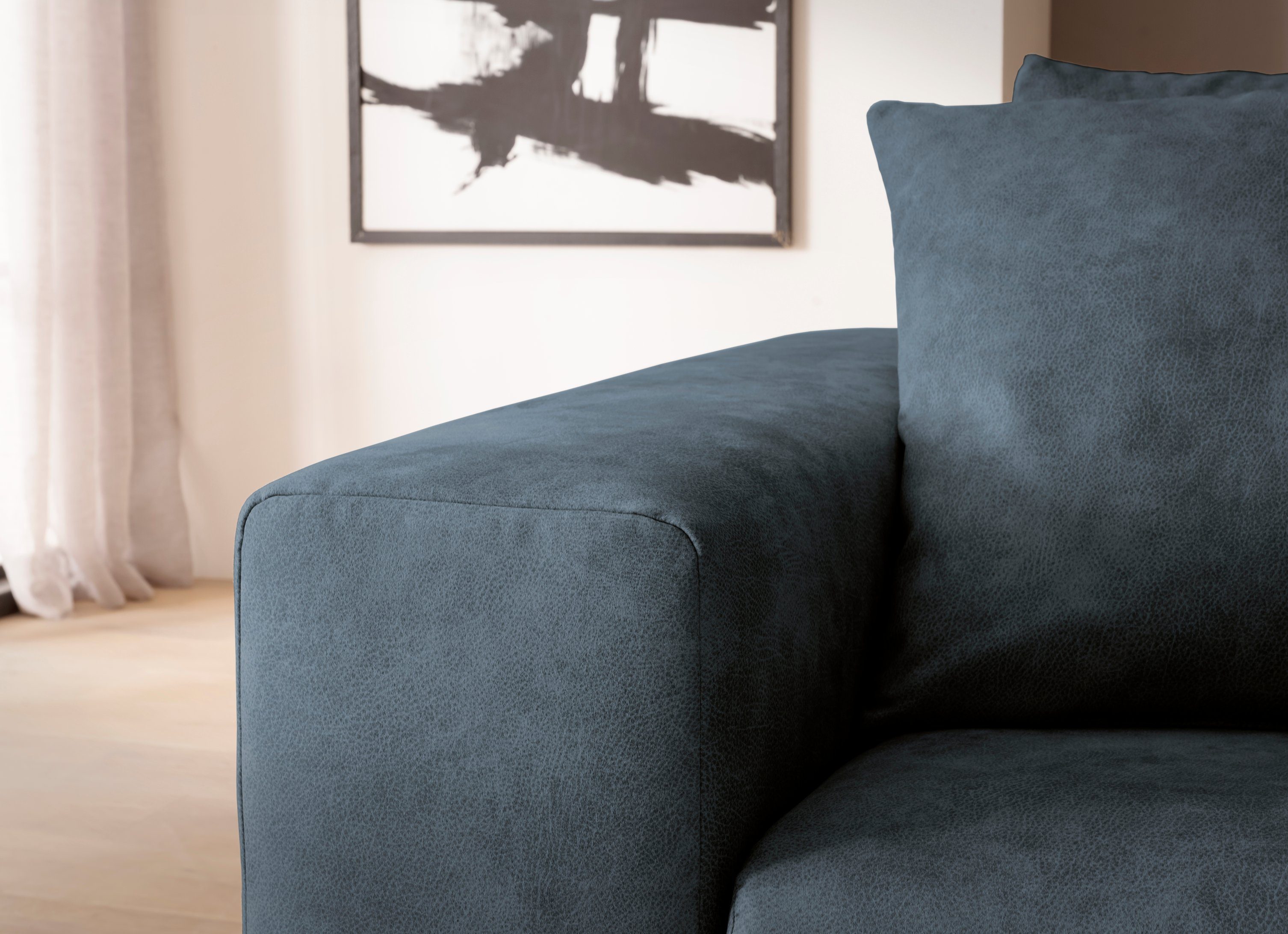 andas 4-zitsbank SLEETLAND XXL in fluweel of vintage lederlook