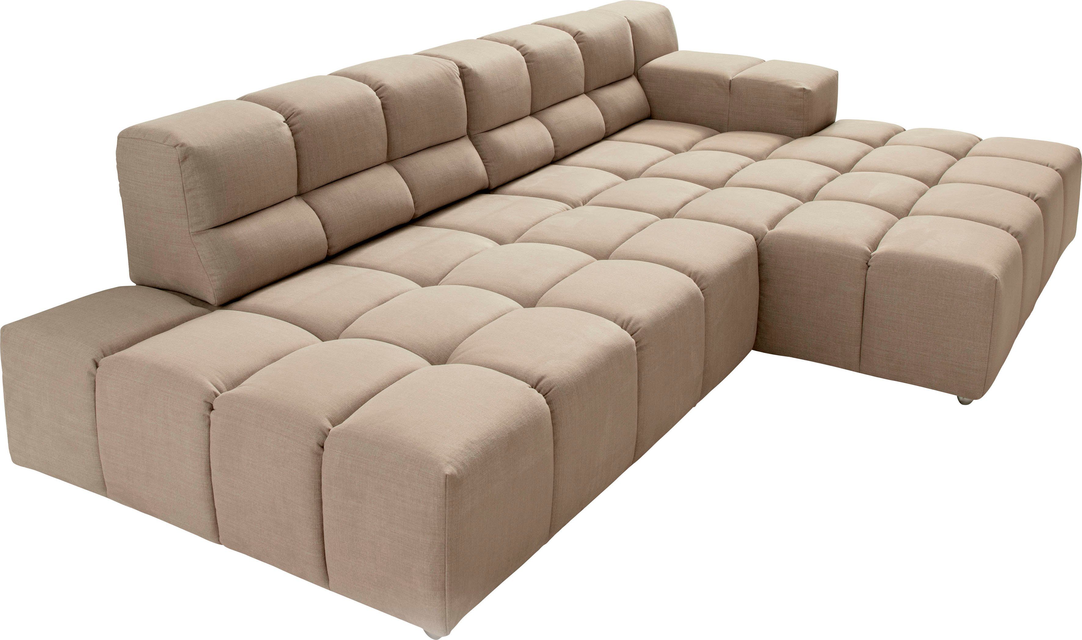 designwerk Hoekbank Temple, designsofa ontmoet hoog zitcomfort, L-vorm Recamiere links of rechts, met verstelling zitdiepte