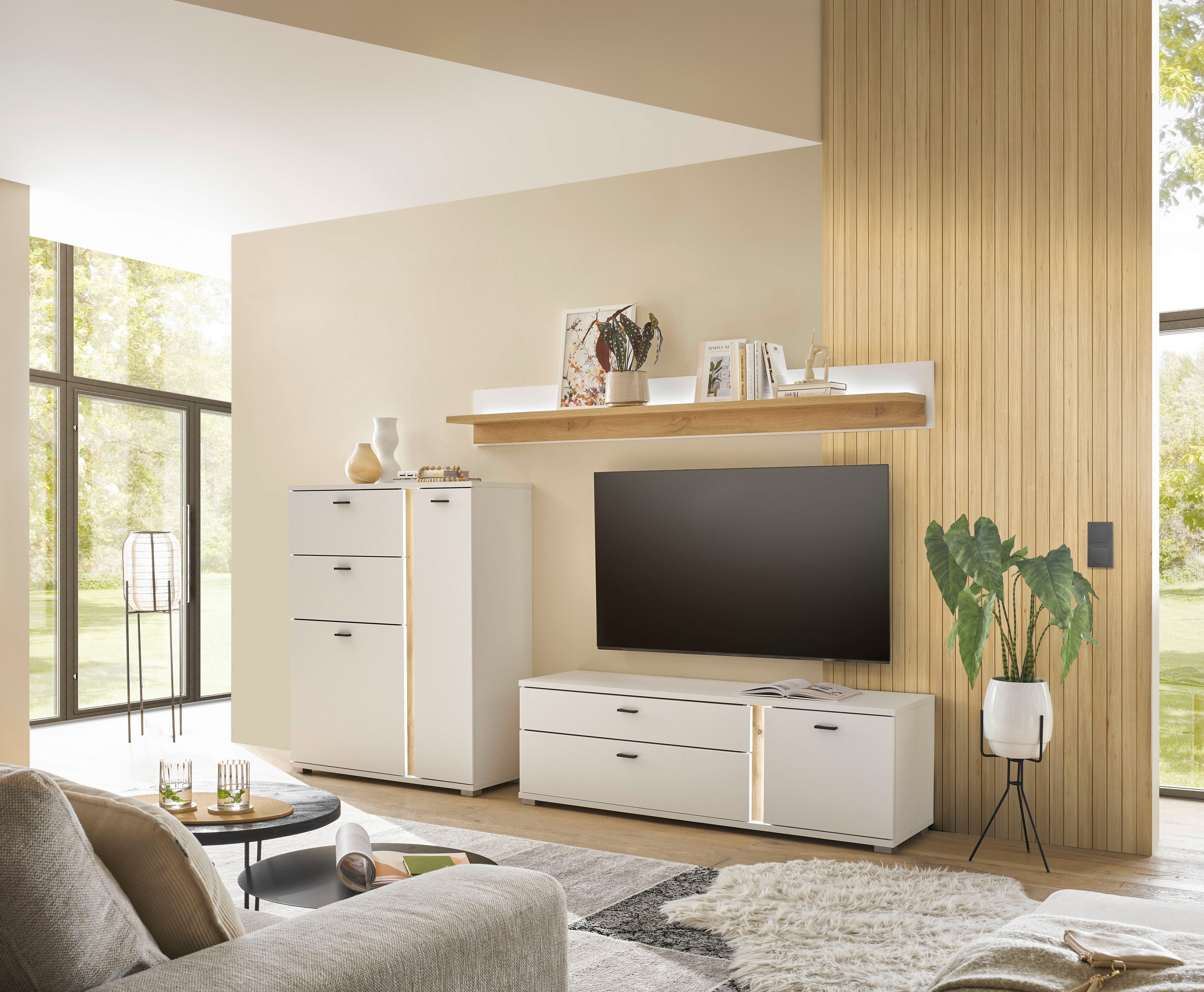 INOSIGN Wandmeubel Long Island in moderne trendkleur, inclusief verticale verlichting, breedte 260 cm (set, 3-delig)