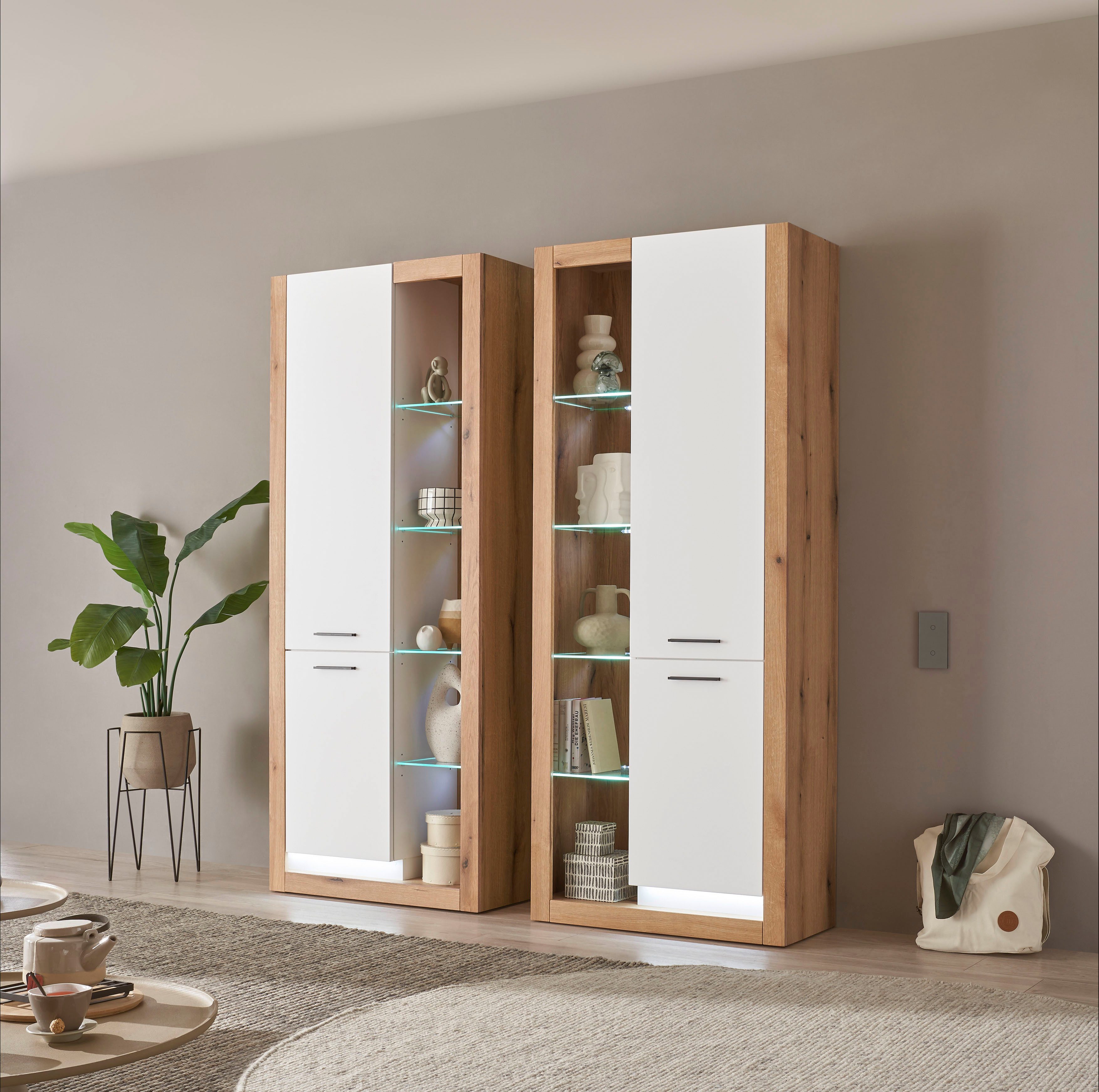 INOSIGN Wandmeubel Brixen, moderne opbouwwand, woonkamer set, eik Evoke decor met wit (set, 2-delig)