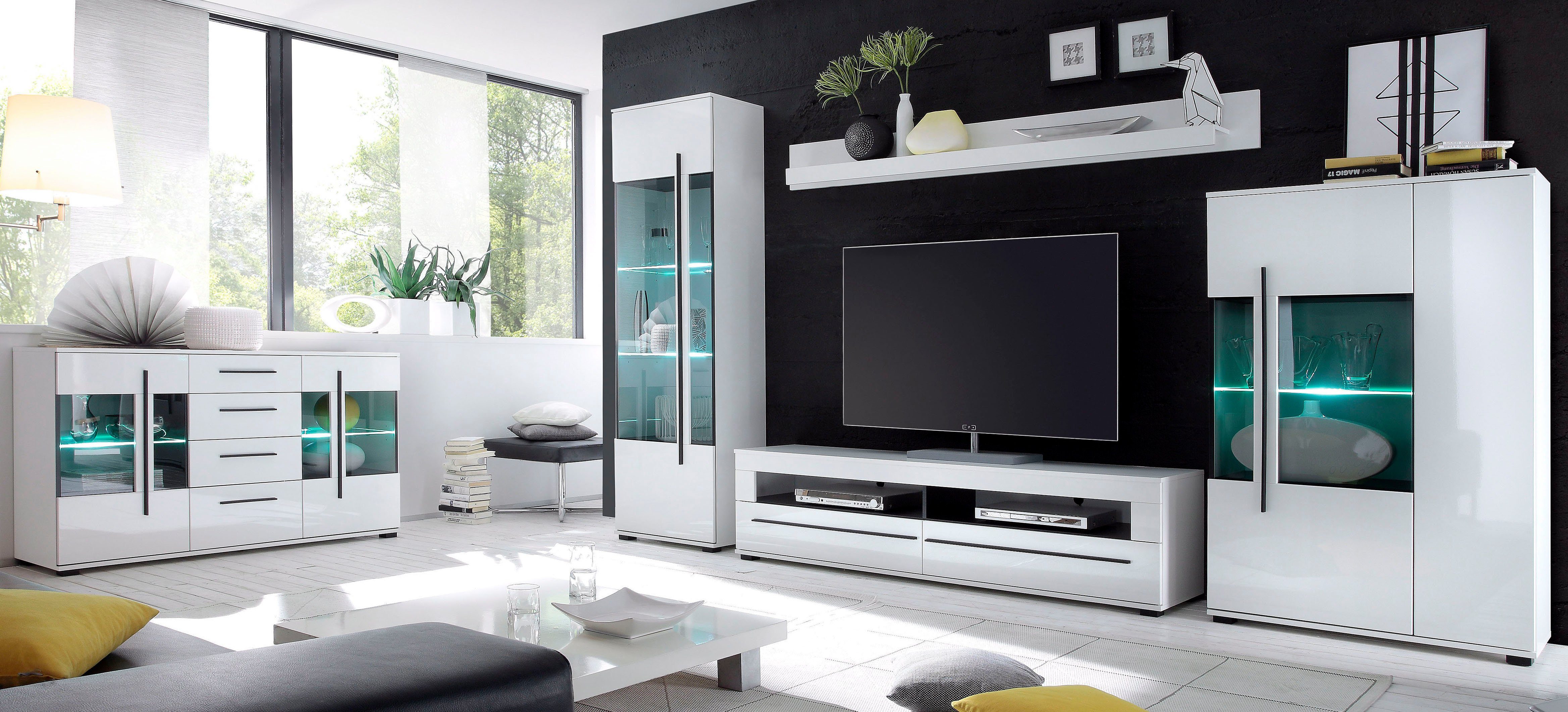 INOSIGN Dressoir Cantara, moderne kast, commode in Eiken Evoke of wit zwarte stanggreep, voldoende opbergruimte, veelzijdig inzetbaar