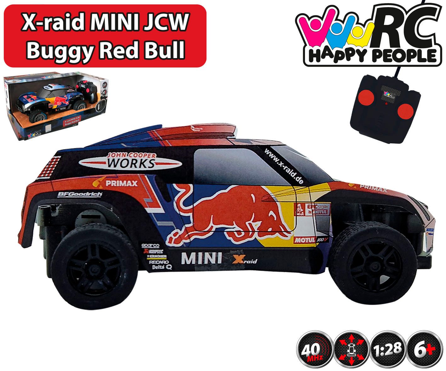 Happy People Radiografisch bestuurbare buggy Mini Cooper JCW X-Raid Red Bull