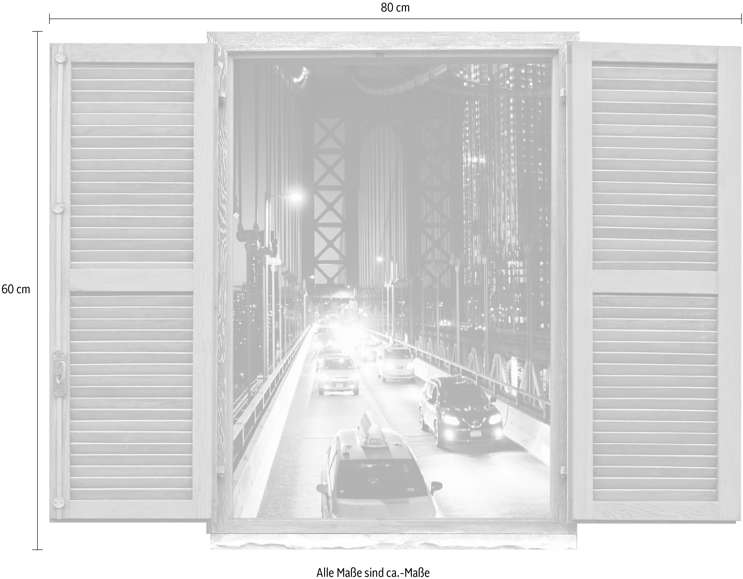 queence Wandfolie Brug over de snelweg Muursticker, muurdecoratie, zelfklevend, 3D, raam (1 stuk)
