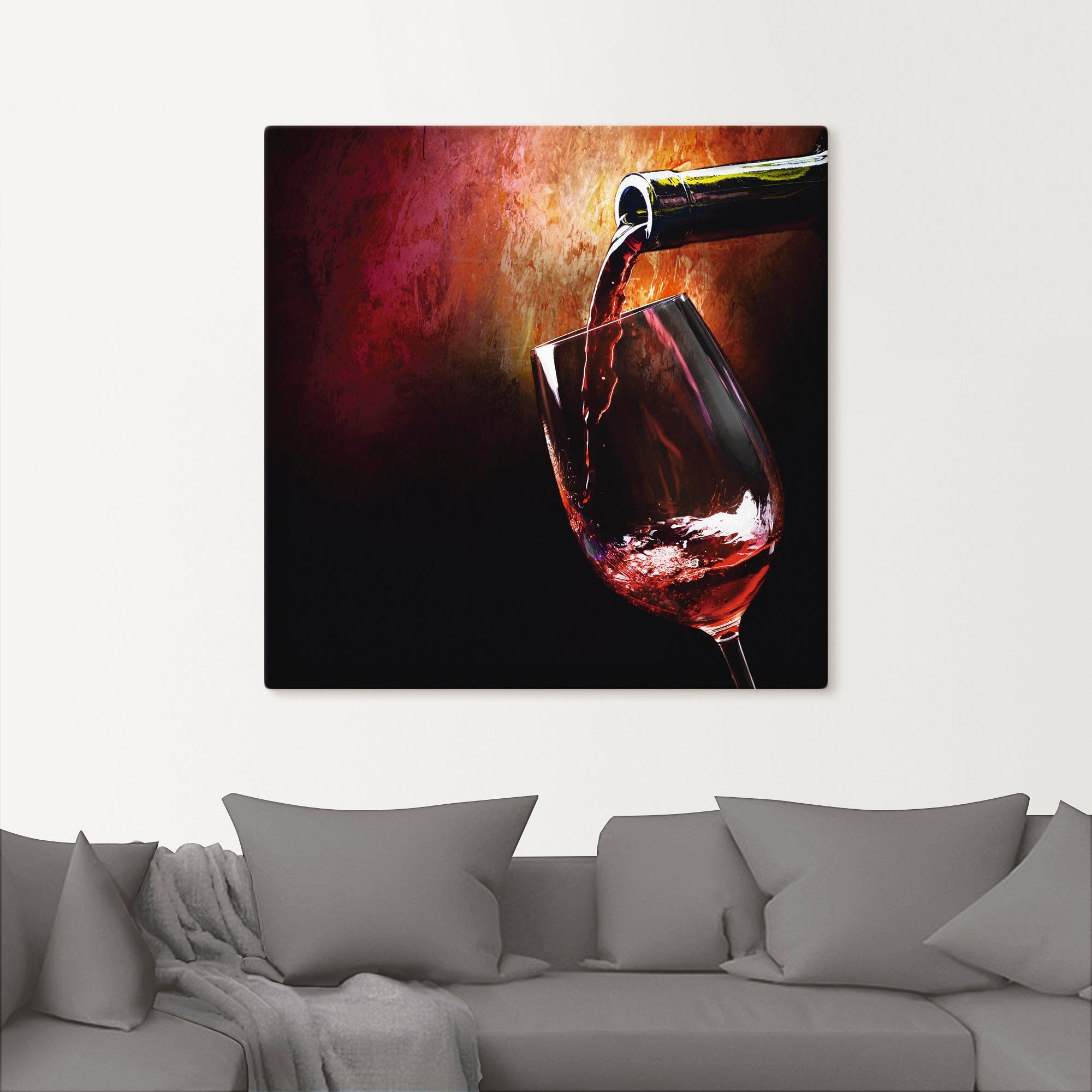 Artland Artprint Wijn - rode wijn als artprint van aluminium, artprint voor buiten, artprint op linnen, poster, muursticker