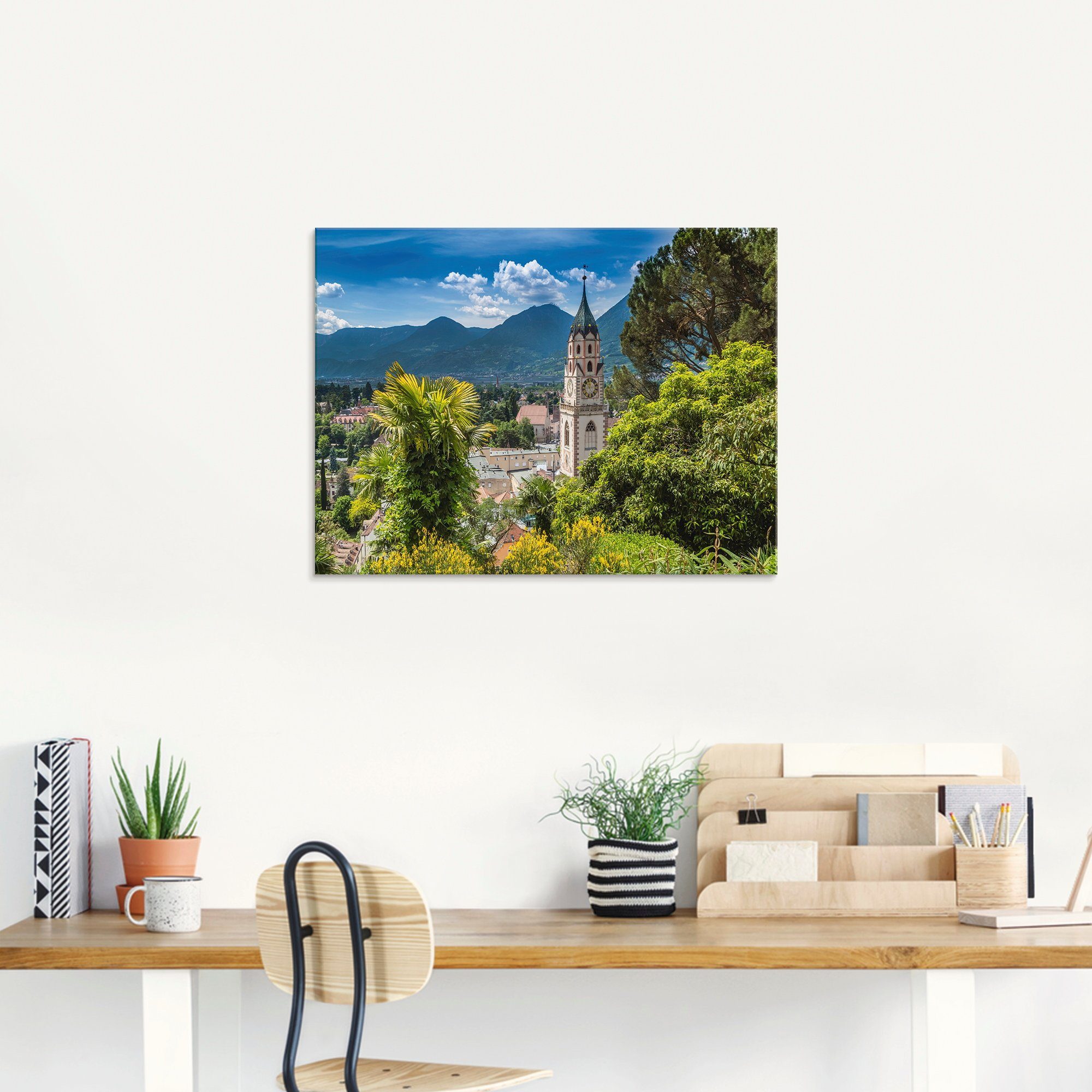 Artland Print op glas Meran idyllische blik over de stad