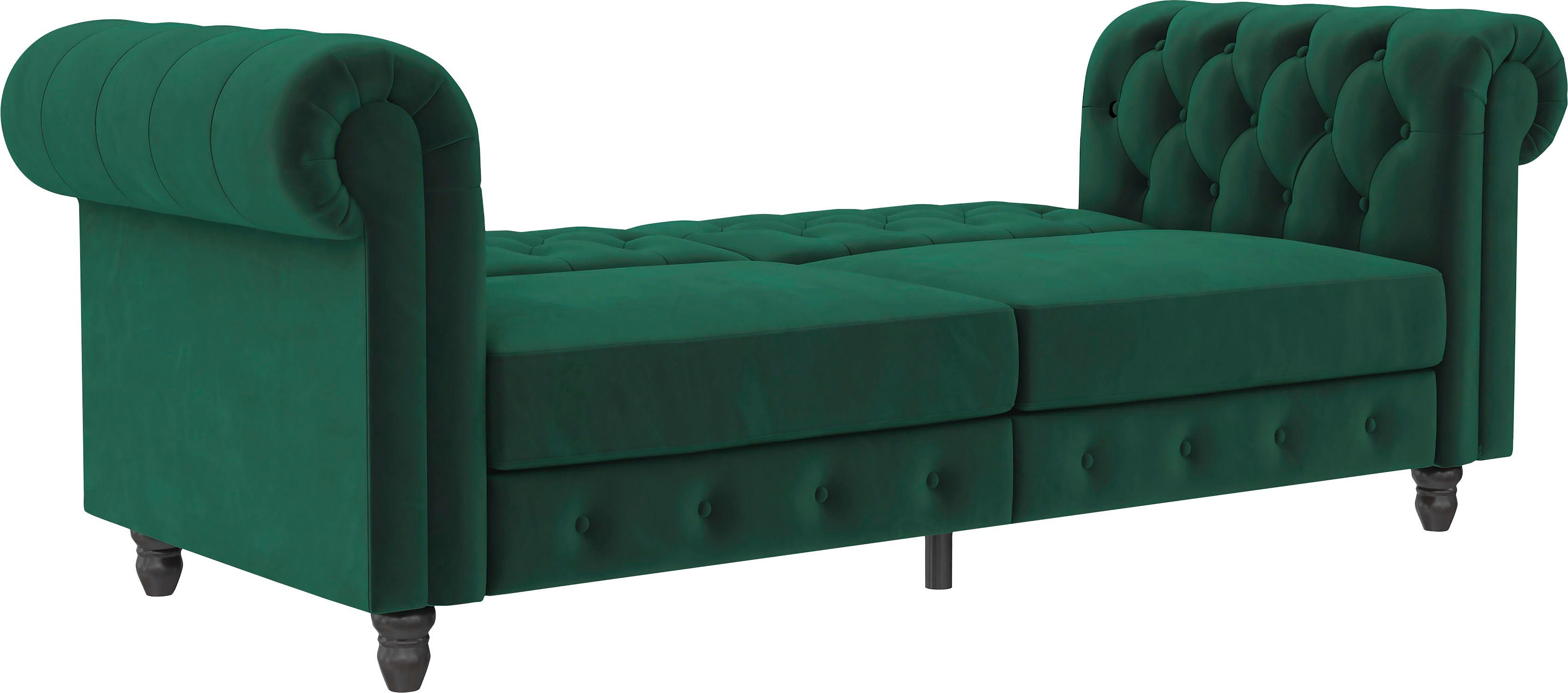 Dorel Home 3-zitsbank Felix, slaapbank 236 cm(ligoppervlak 108 x 190 cm), rugleuning 3-voudig verstelbaar, velours, kunstleer, luxe vintage microvezel