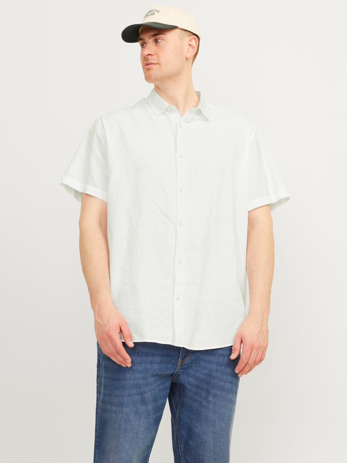 Jack & Jones PlusSize Overhemd met korte mouwen JJELINEN BLEND SHIRT SS SN PLS