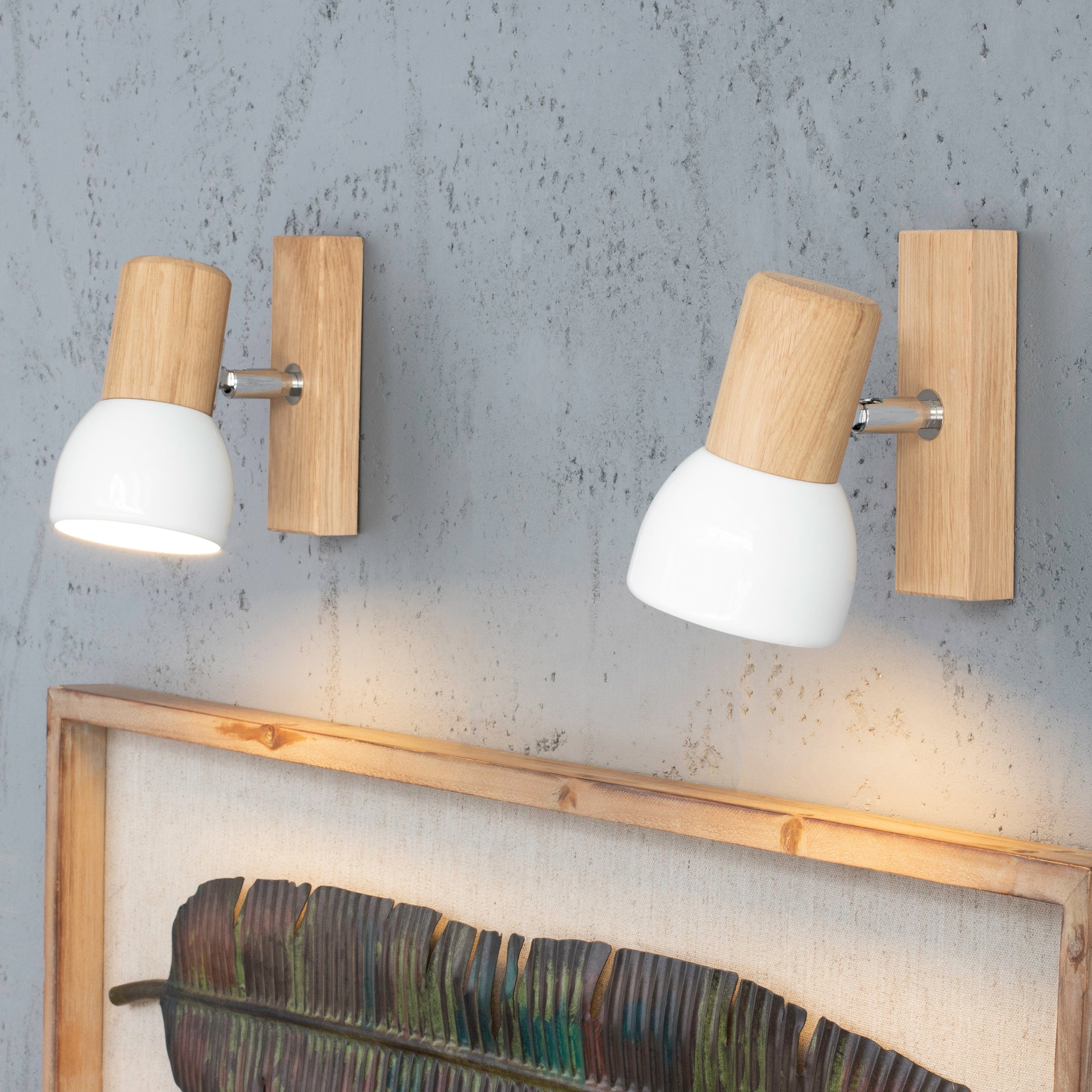 SPOT Light Wandlamp SVENDA Natuurproduct van eikenhout, duurzaam, scherm van metaal