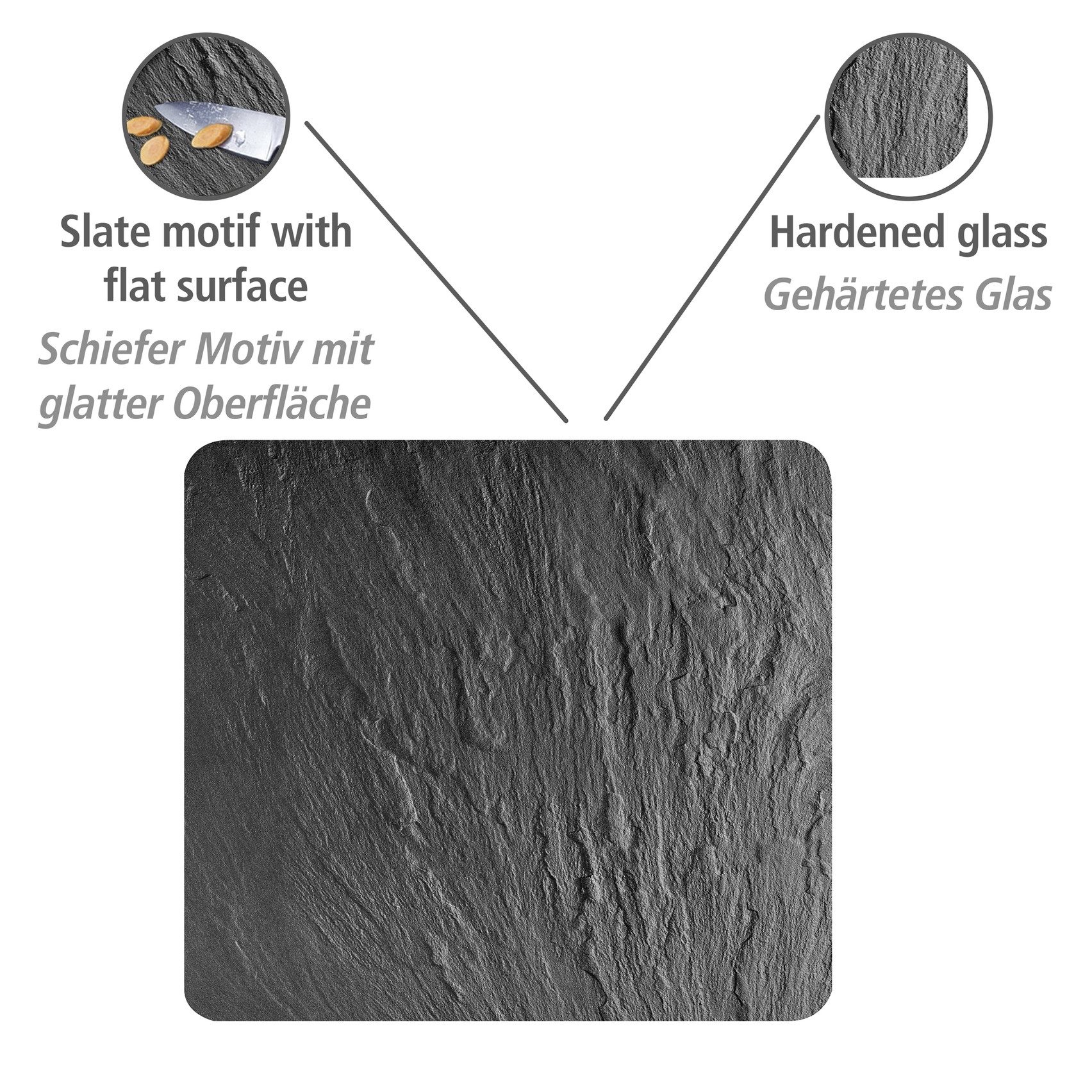 WENKO Kookplaatdeksel Multi Model Leisteen van gehard glas van wenko (1-delig)