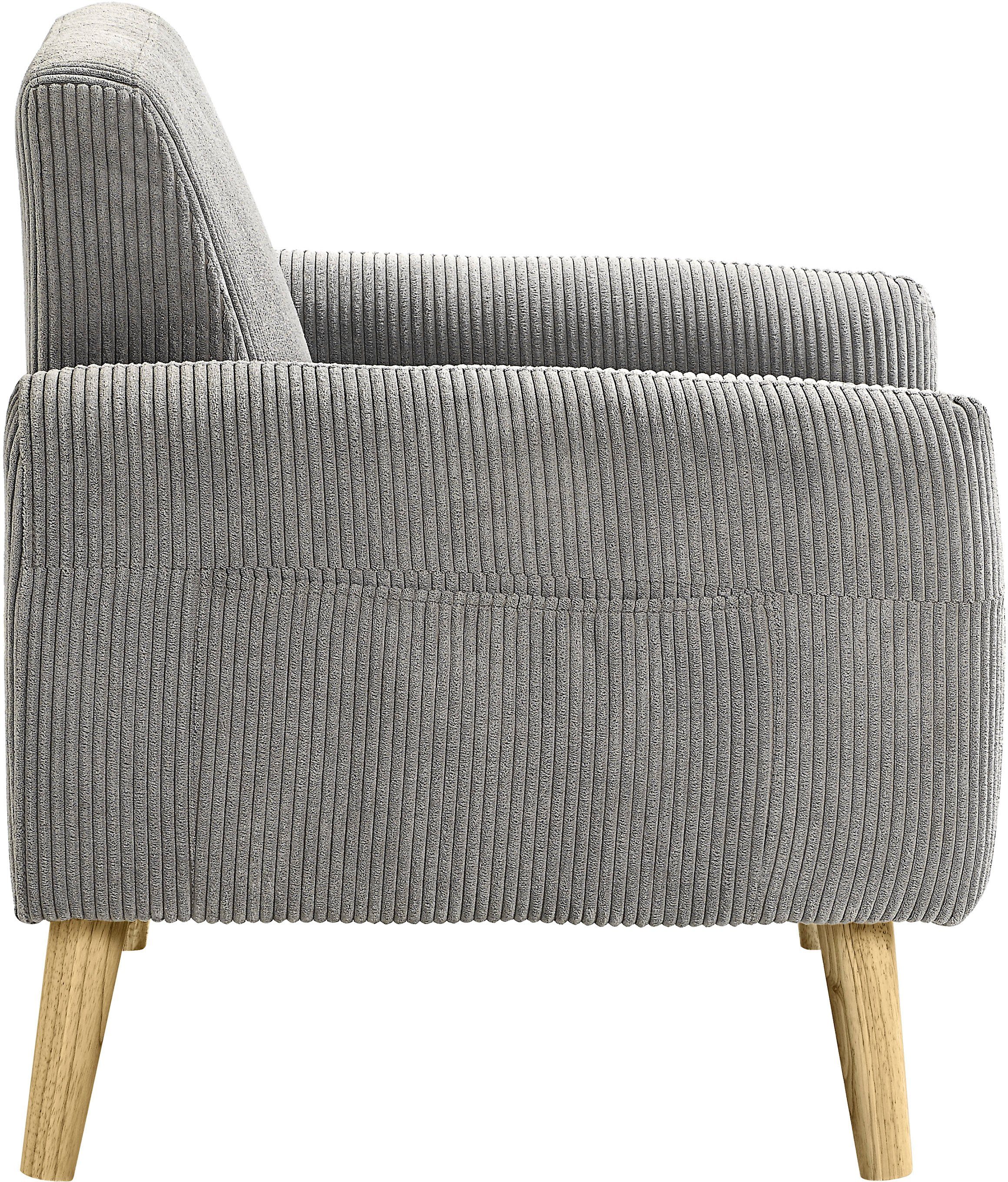 ATLANTIC home collection Fauteuil Moby met binnenvering, kleine zak en moderne ribfluwelen bekleding