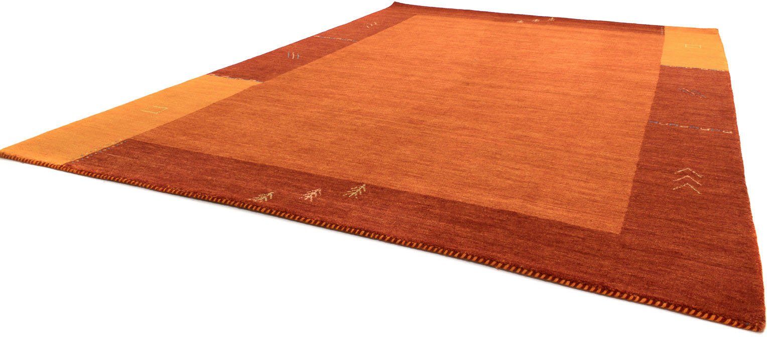 morgenland Wollen kleed GABBEH FEIN TELLA zuiver scheerwol randdessin, woonkamer wollen vloerkleden maat 200 cm x 300 cm x 18 mm oranje