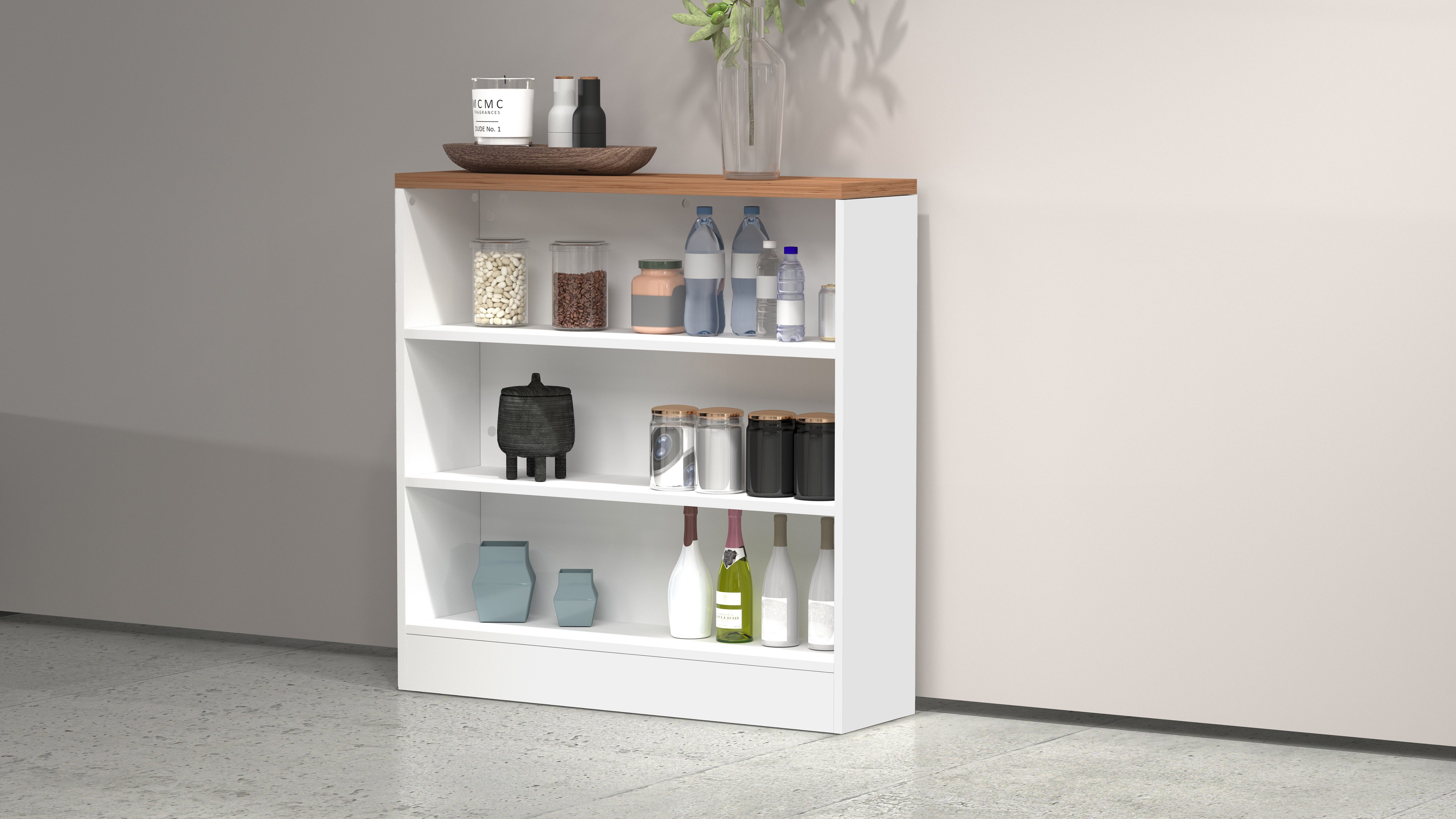 Kochstation Keukenrek Sole, plank, staande plank, keukenkast, opbergrek Combineerbaar met keukeneiland serie Sole kookstation keukenrekjes wit