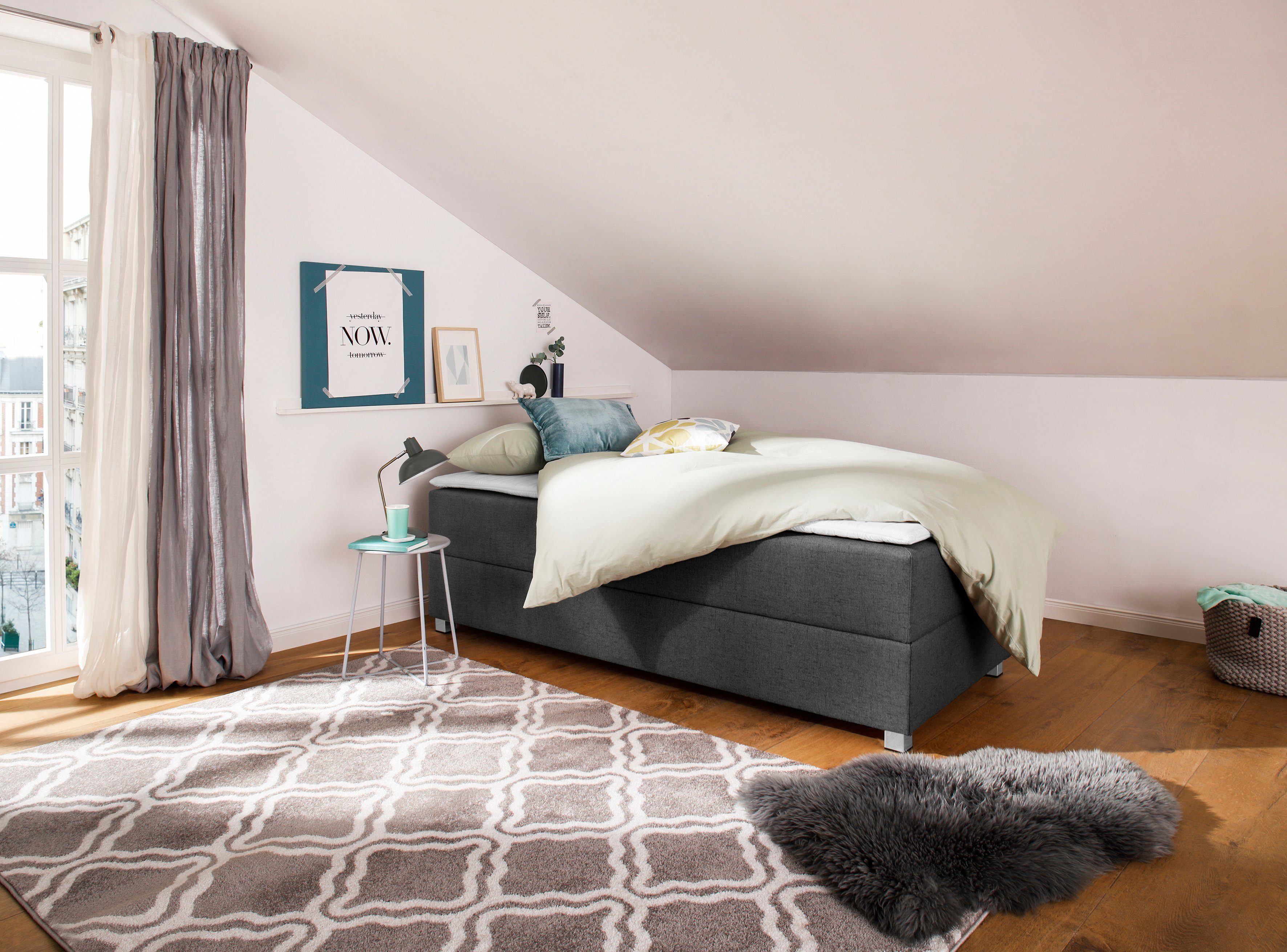 INOSIGN Boxspring Alexis zonder hoofdbord - ideaal voor ruimtes met schuine plafonds, in 4...