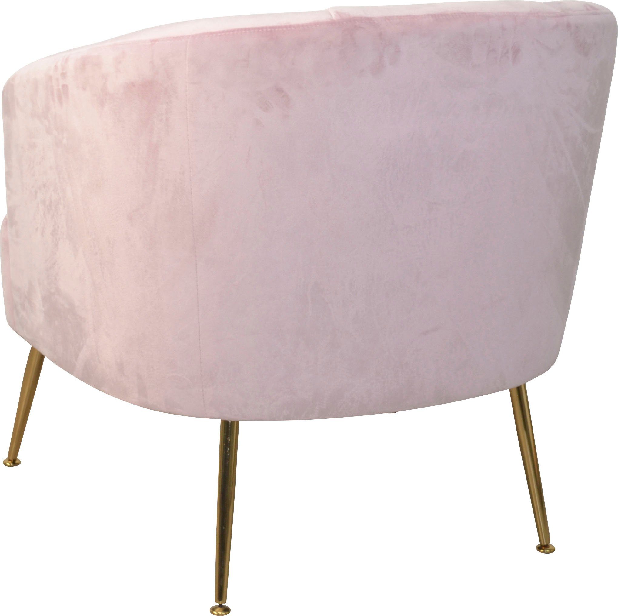 HOFMANN LIVING AND MORE Fauteuil Poten van stalen buizen, goudkleurig gelakt, veloursovertrek