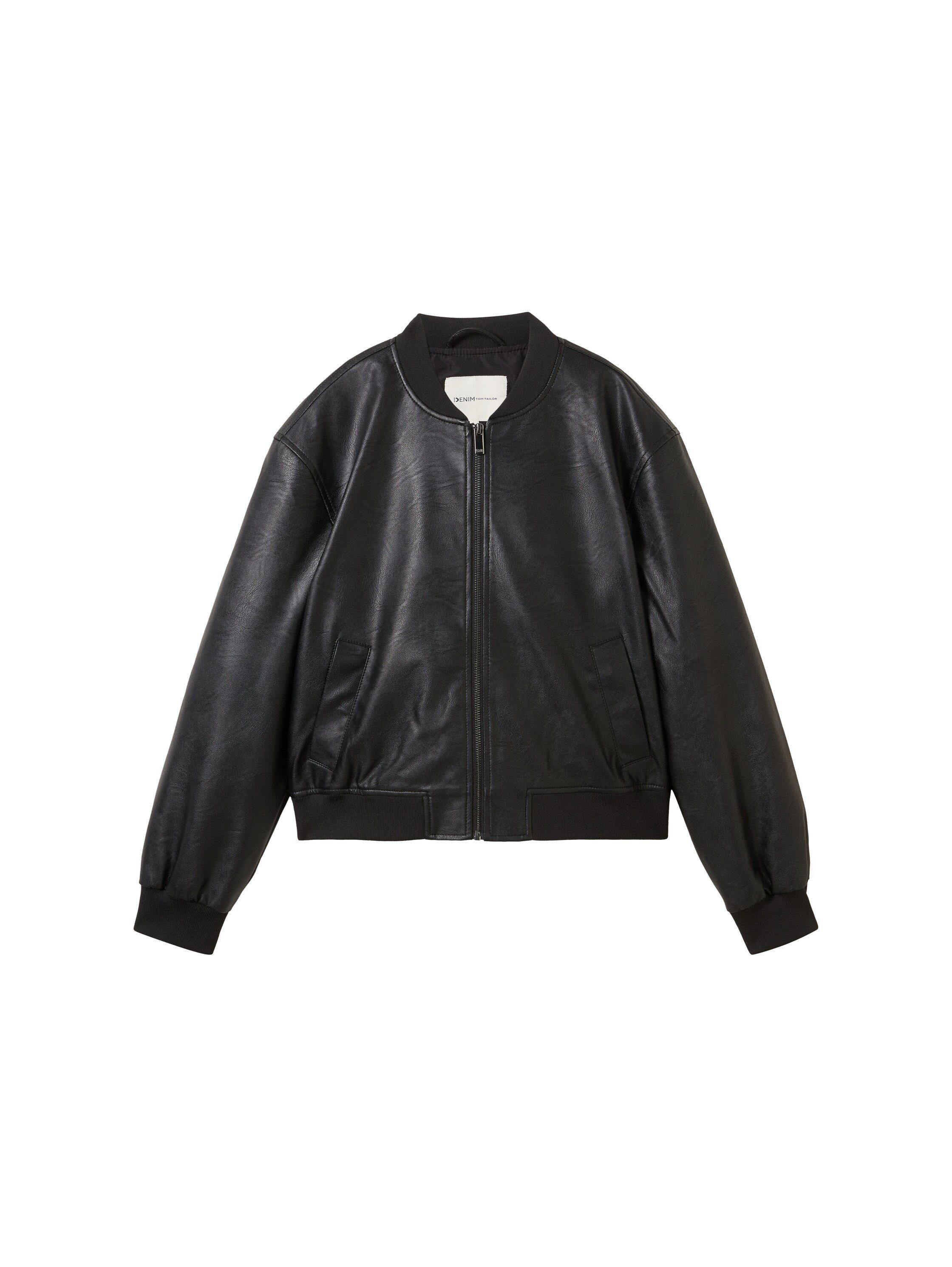 Tom Tailor Denim Blouson Bomberjack van kunstleer met insteekzakken