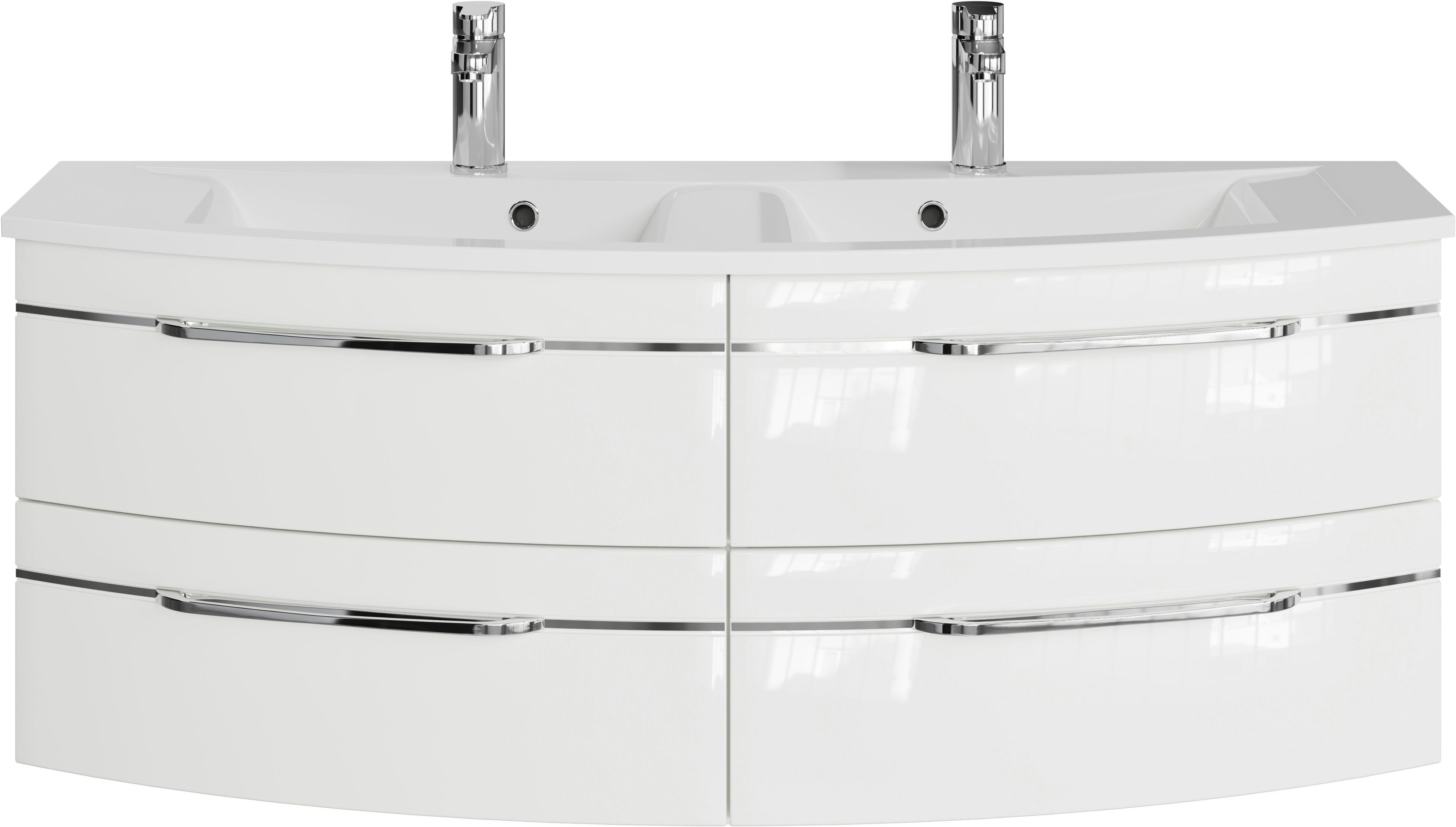 Saphir Wastafelonderkast Serie 7045 mineraalmarmeren wastafel en onderkast, 131 cm breed