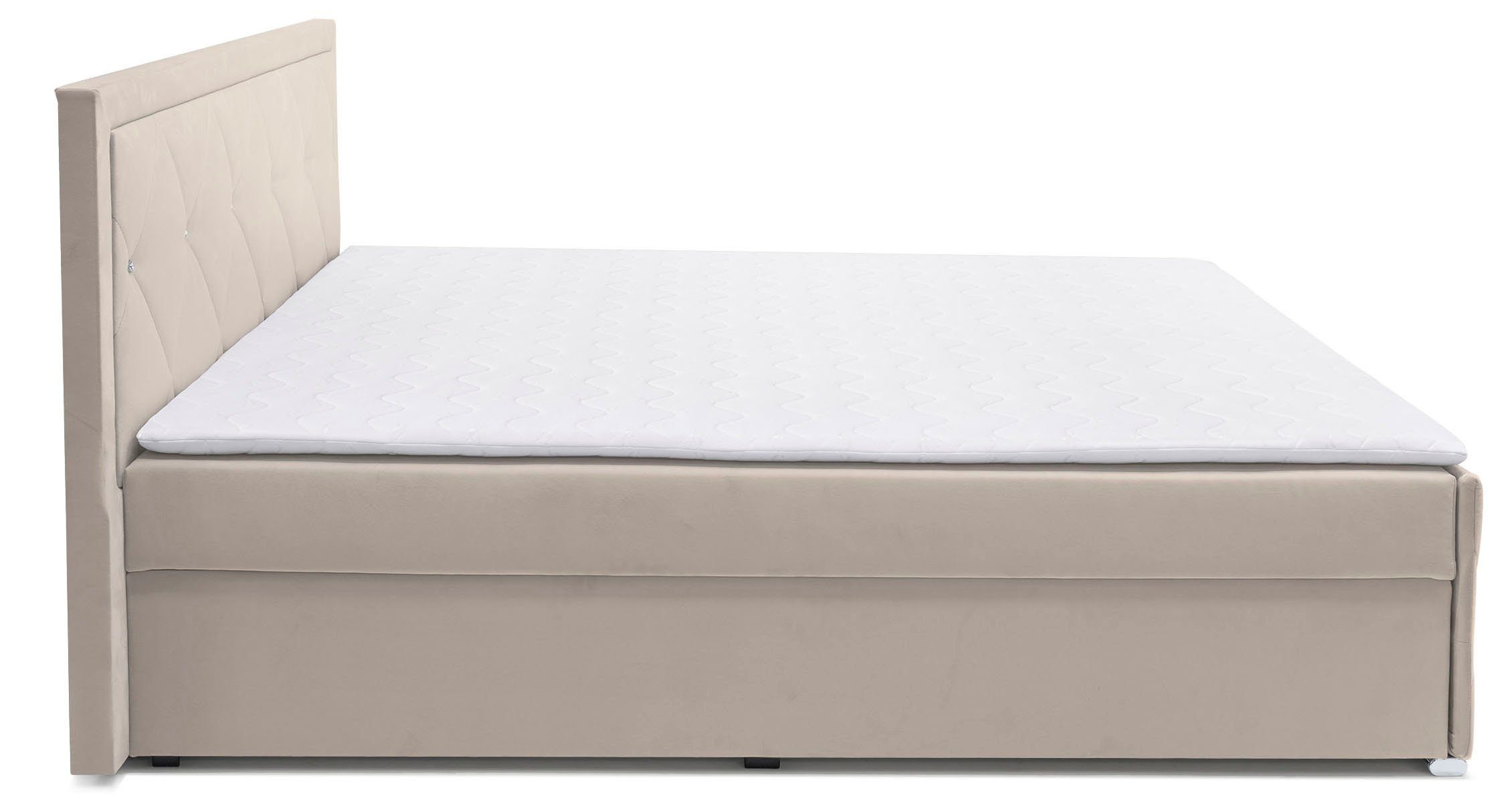 Leonique Boxspring Alfie, bestseller! Inclusief bedlade & topper Optioneel met knoopstiksels of strassstenen, H2, H3 en H4 verkrijgbaar
