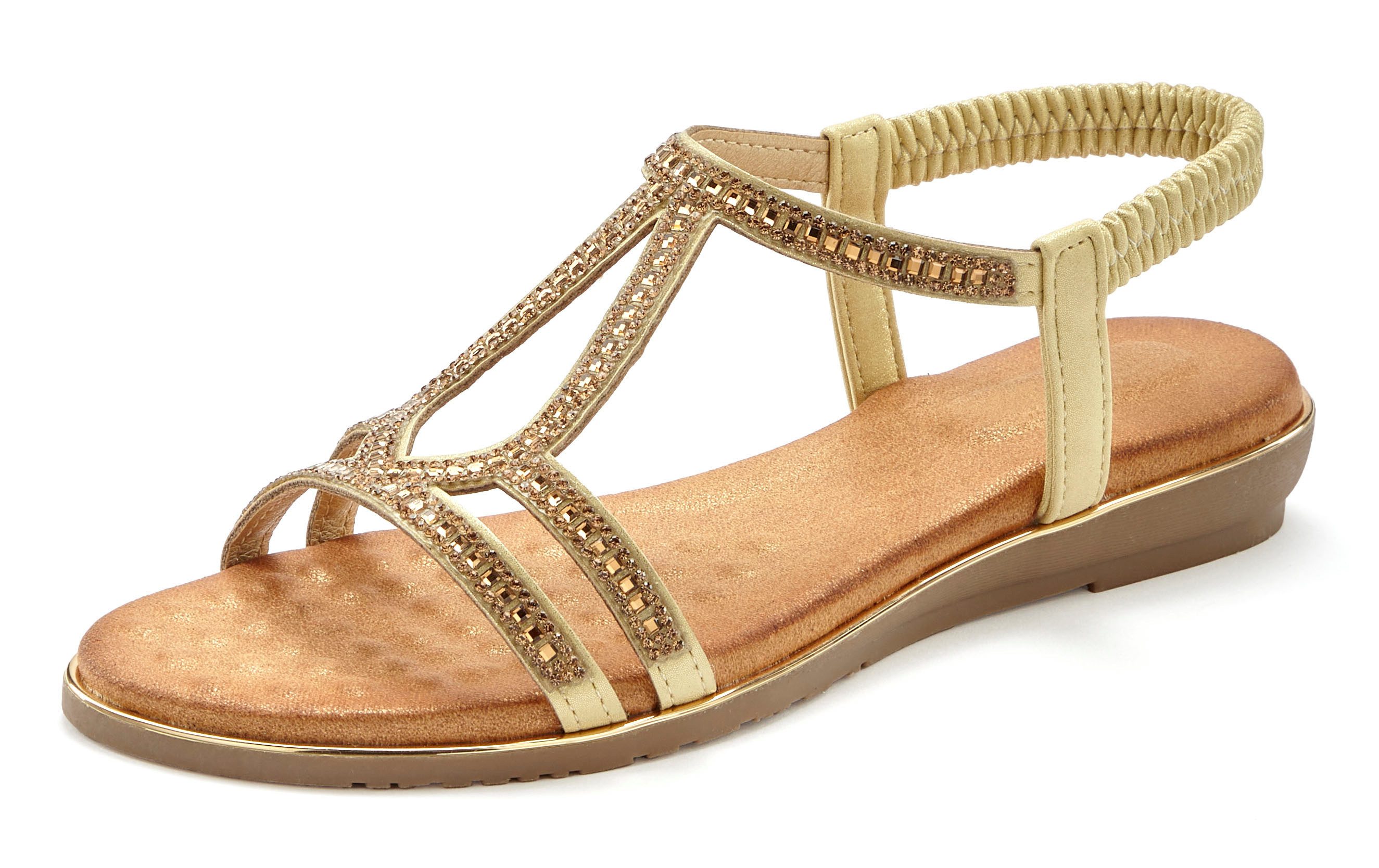 Vivance Sandalen Sandalet, Zomerschoen met glinsterende versieringen en elastische bandjes