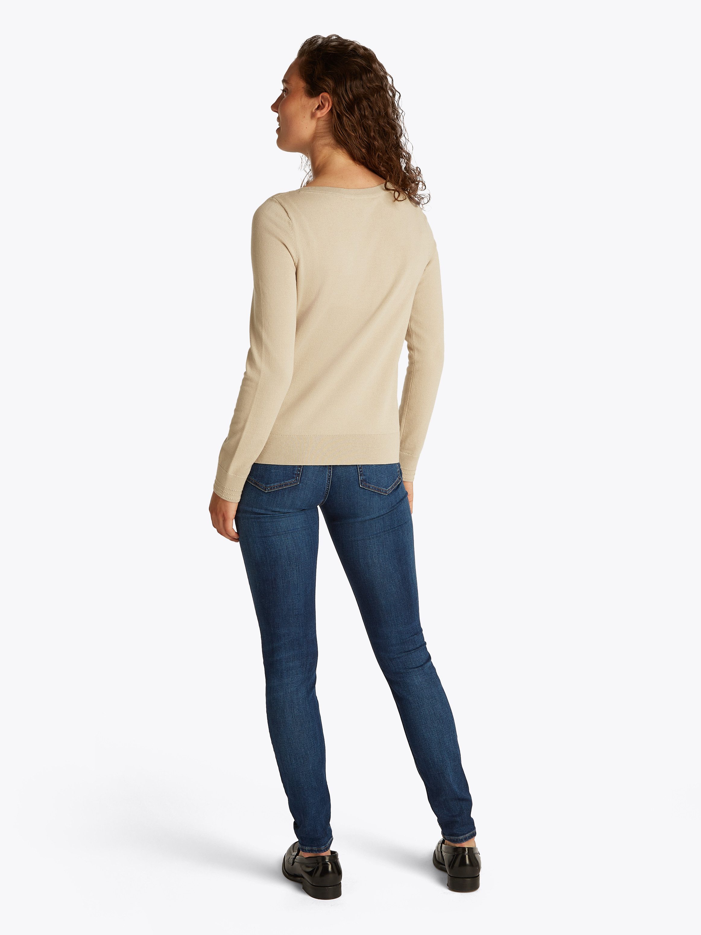 Tommy Hilfiger Gebreide trui CO JERSEY STITCH BOAT-NK SWEATER met -merklabel op de mouw
