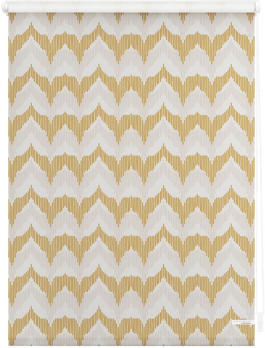 LICHTBLICK Rolgordijn met zijbediening Rolgordijn Klemmfix, zonder boren, ondoorzichtig, boho zigzag - geel (1 stuk)