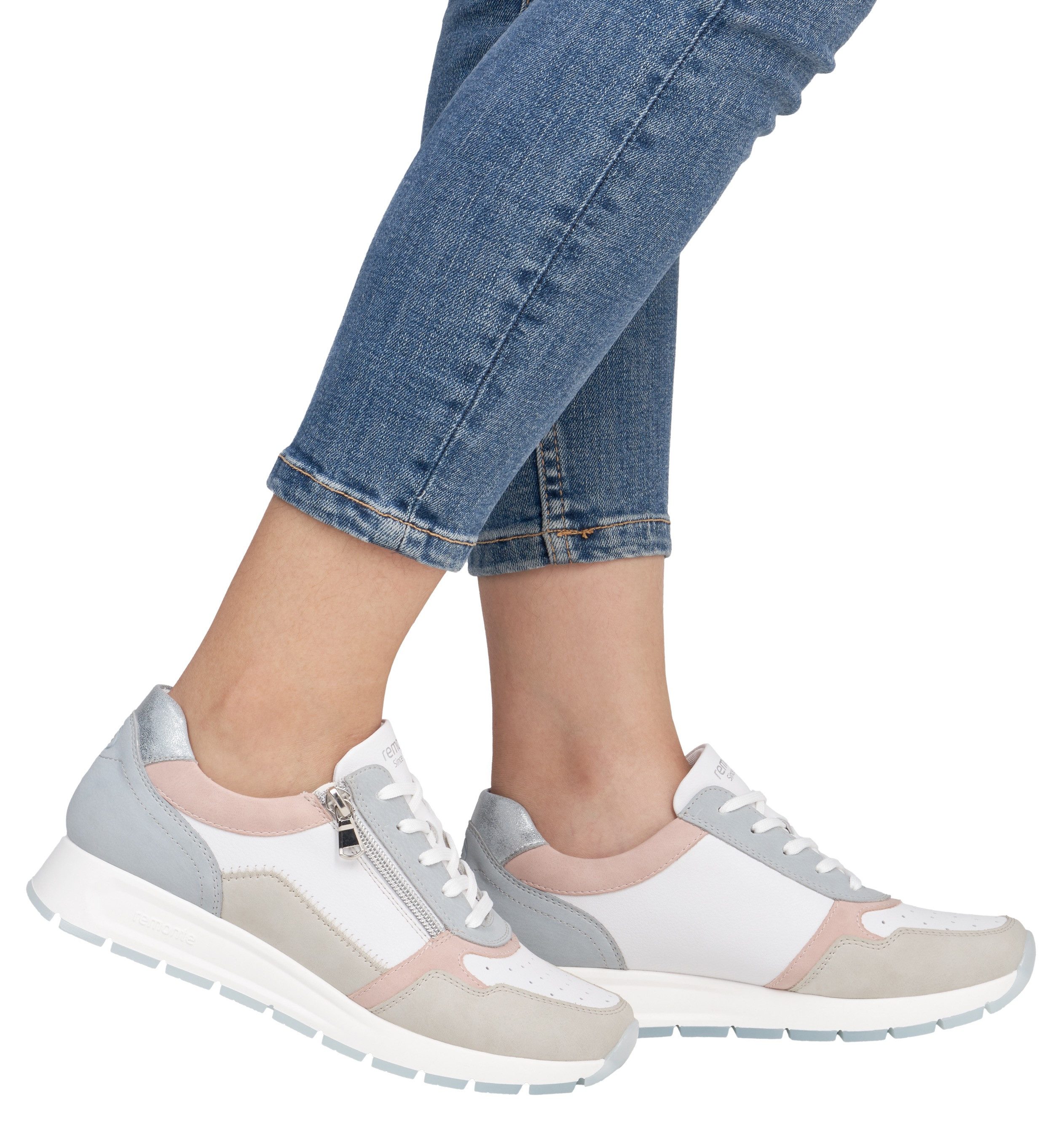Remonte Sneakers met sleehak , vrijetijdsschoen, halfschoen, veterschoen met gepolsterde schacht